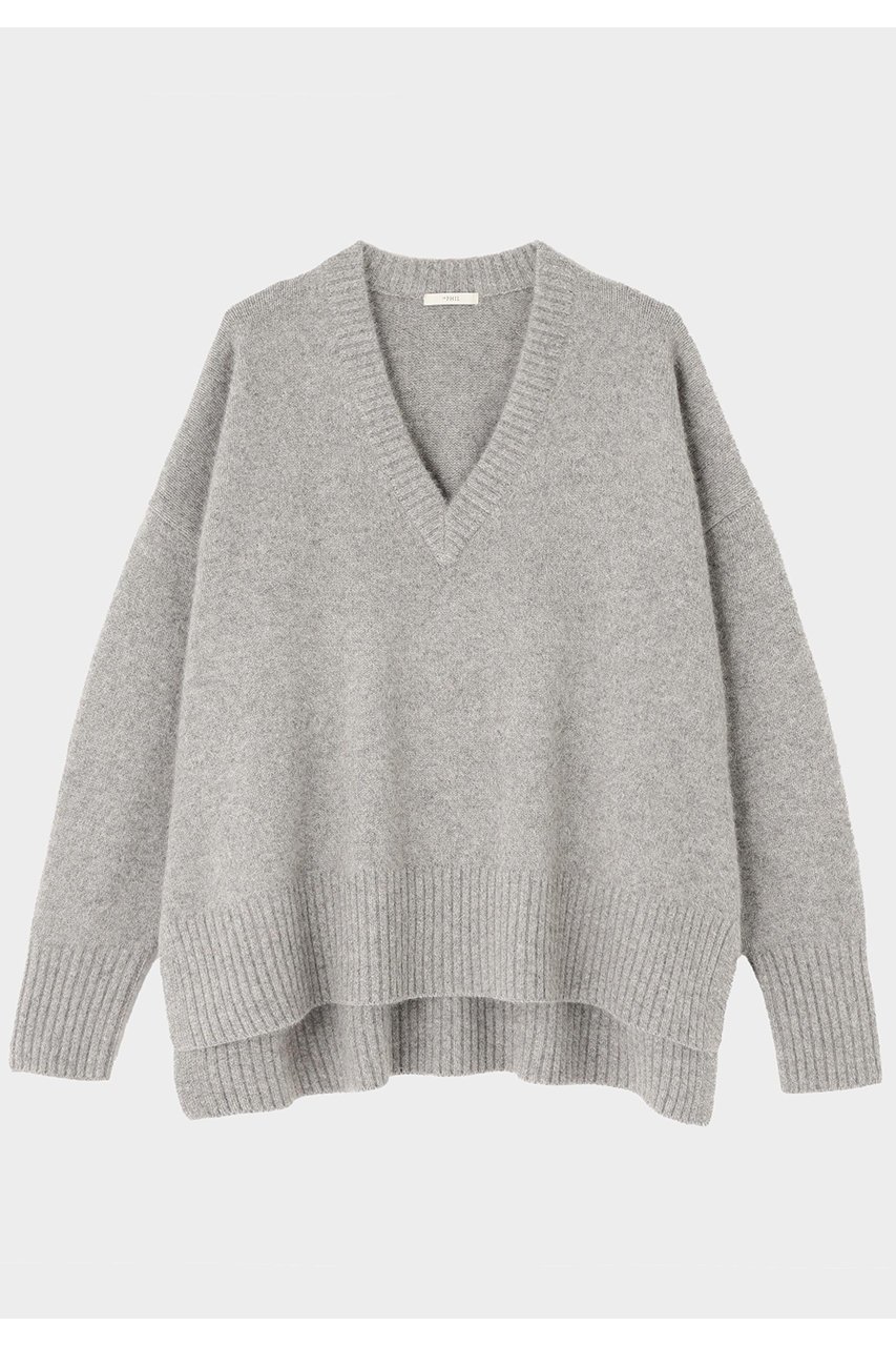 【ル フィル/LE PHIL】のFOX混Vネックニット インテリア・キッズ・メンズ・レディースファッション・服の通販 founy(ファニー) 　ファッション　Fashion　レディースファッション　Fashion for Women　トップス・カットソー　Cut & Sew Tops　ニット　Knit Tops & Sweaters　カジュアルプルオーバー・ニットトップス　Pullovers & Knit Tops / Casual Pullovers　Vネックトップス　V-Neck Tops / V-Cut Neckline Shirts　スタンダード　Standard, Basic　デコルテ　Décolleté, Neckline　フォックス　Fox, Fox Fur　リラックス　Relax, Relaxed Fit　エレガント 上品　Elegant　グレー|ID: prp329100004610703 ipo3291000000035945092