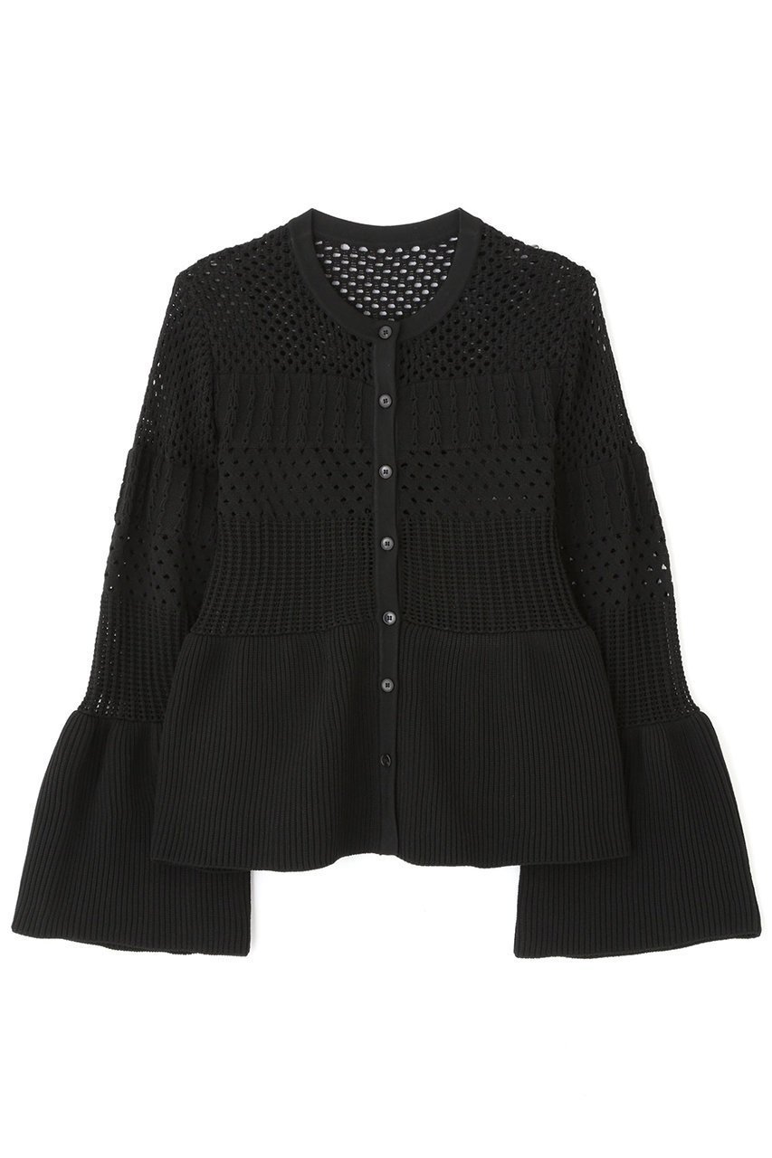 【アドーア/ADORE】のパターンニットカーディガン インテリア・キッズ・メンズ・レディースファッション・服の通販 founy(ファニー) 　ファッション　Fashion　レディースファッション　Fashion for Women　トップス・カットソー　Cut & Sew Tops　ニット　Knit Tops & Sweaters　カーディガン・羽織り　Layered Style Cardigans　カジュアルプルオーバー・ニットトップス　Pullovers & Knit Tops / Casual Pullovers　アイレット　Eyelet Lace　ペプラム　Peplum, Flared Hem　新作・新入荷　New Arrivals / New In　ブラック|ID: prp329100004610704 ipo3291000000032989829