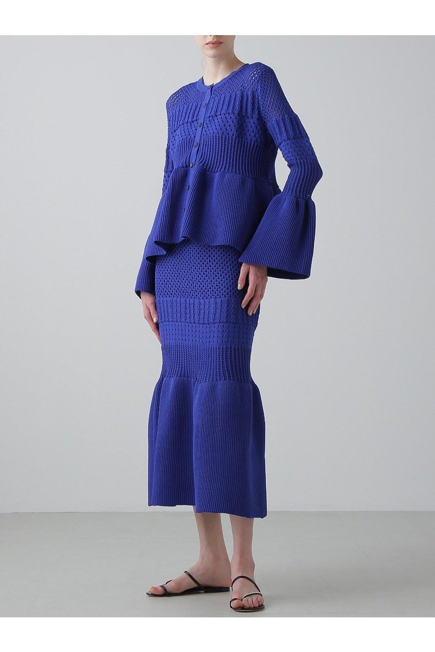 【アドーア/ADORE】のパターンニットカーディガン 人気、トレンドファッション・服の通販 founy(ファニー) 　ファッション　Fashion　レディースファッション　Fashion for Women　トップス・カットソー　Cut & Sew Tops　ニット　Knit Tops & Sweaters　カーディガン・羽織り　Layered Style Cardigans　カジュアルプルオーバー・ニットトップス　Pullovers & Knit Tops / Casual Pullovers　アイレット　Eyelet Lace　ペプラム　Peplum, Flared Hem　新作・新入荷　New Arrivals / New In　other-3|ID: prp329100004610704 ipo3291000000032989832