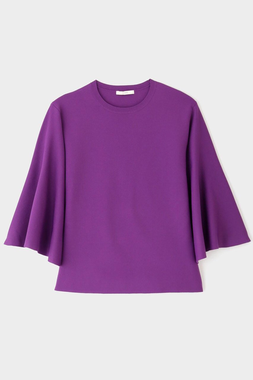 【ル フィル/LE PHIL】の《LE PHIL》フレアスリーブトップ 人気、トレンドファッション・服の通販 founy(ファニー) 　ファッション　Fashion　レディースファッション　Fashion for Women　トップス・カットソー　Cut & Sew Tops　ニット　Knit Tops & Sweaters　カジュアルプルオーバー・ニットトップス　Pullovers & Knit Tops / Casual Pullovers　おすすめ　Recommended / Our Picks　スタンダード　Standard, Basic　スリーブ　Sleeve, Long Sleeve / Short Sleeve　デニム　Denim, Jeans Material　フレア　Flare, Flared　ボトム　Bottoms, Lower Wear　夏　Summer　other-2|ID: prp329100004610707 ipo3291000000032989862