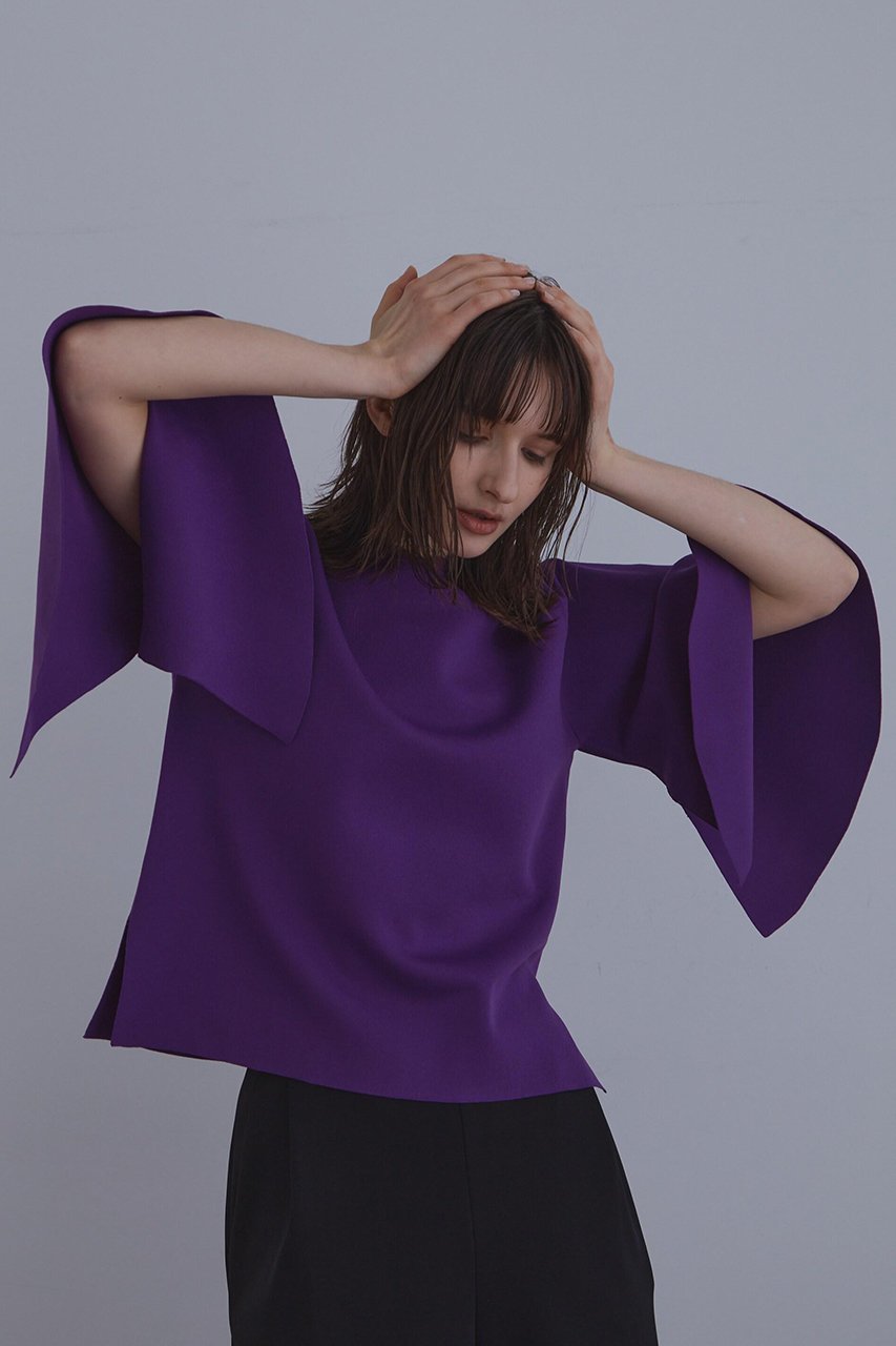 【ル フィル/LE PHIL】の《LE PHIL》フレアスリーブトップ 人気、トレンドファッション・服の通販 founy(ファニー) 　ファッション　Fashion　レディースファッション　Fashion for Women　トップス・カットソー　Cut & Sew Tops　ニット　Knit Tops & Sweaters　カジュアルプルオーバー・ニットトップス　Pullovers & Knit Tops / Casual Pullovers　おすすめ　Recommended / Our Picks　スタンダード　Standard, Basic　スリーブ　Sleeve, Long Sleeve / Short Sleeve　デニム　Denim, Jeans Material　フレア　Flare, Flared　ボトム　Bottoms, Lower Wear　夏　Summer　other-4|ID: prp329100004610707 ipo3291000000032989864