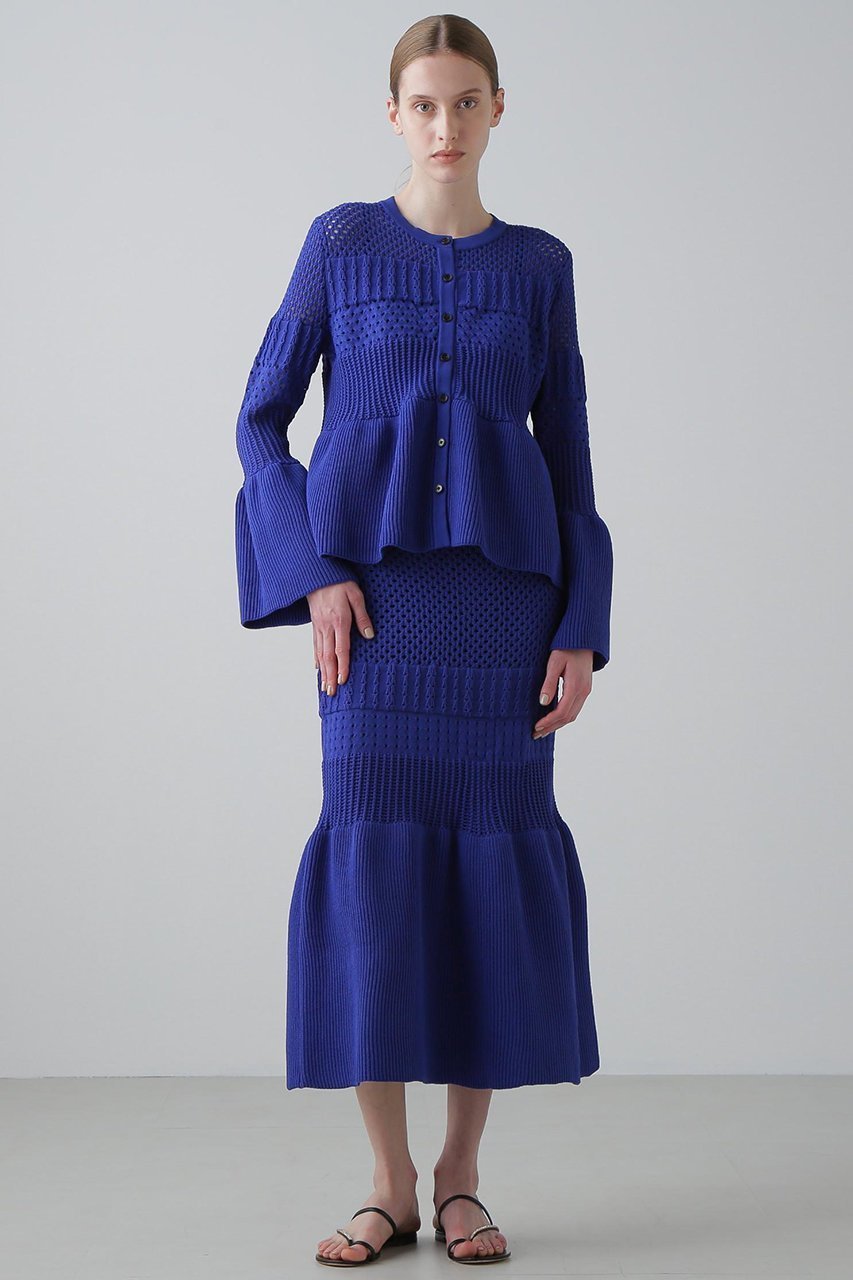 【アドーア/ADORE】のパターンニットスカート 人気、トレンドファッション・服の通販 founy(ファニー) 　ファッション　Fashion　レディースファッション　Fashion for Women　スカート　Skirts　ロングスカート　Long Skirts / Maxi & Midi Skirts　アイレット　Eyelet Lace　シンプル　Simple, Minimal　フレア　Flare, Flared　ロング　Long, Long-Length　新作・新入荷　New Arrivals / New In　軽量　Lightweight, Ultra Light　other-2|ID: prp329100004610736 ipo3291000000032990118
