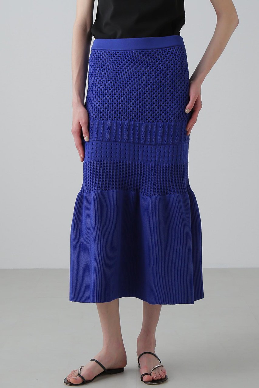 【アドーア/ADORE】のパターンニットスカート 人気、トレンドファッション・服の通販 founy(ファニー) 　ファッション　Fashion　レディースファッション　Fashion for Women　スカート　Skirts　ロングスカート　Long Skirts / Maxi & Midi Skirts　アイレット　Eyelet Lace　シンプル　Simple, Minimal　フレア　Flare, Flared　ロング　Long, Long-Length　新作・新入荷　New Arrivals / New In　軽量　Lightweight, Ultra Light　other-3|ID: prp329100004610736 ipo3291000000032990119