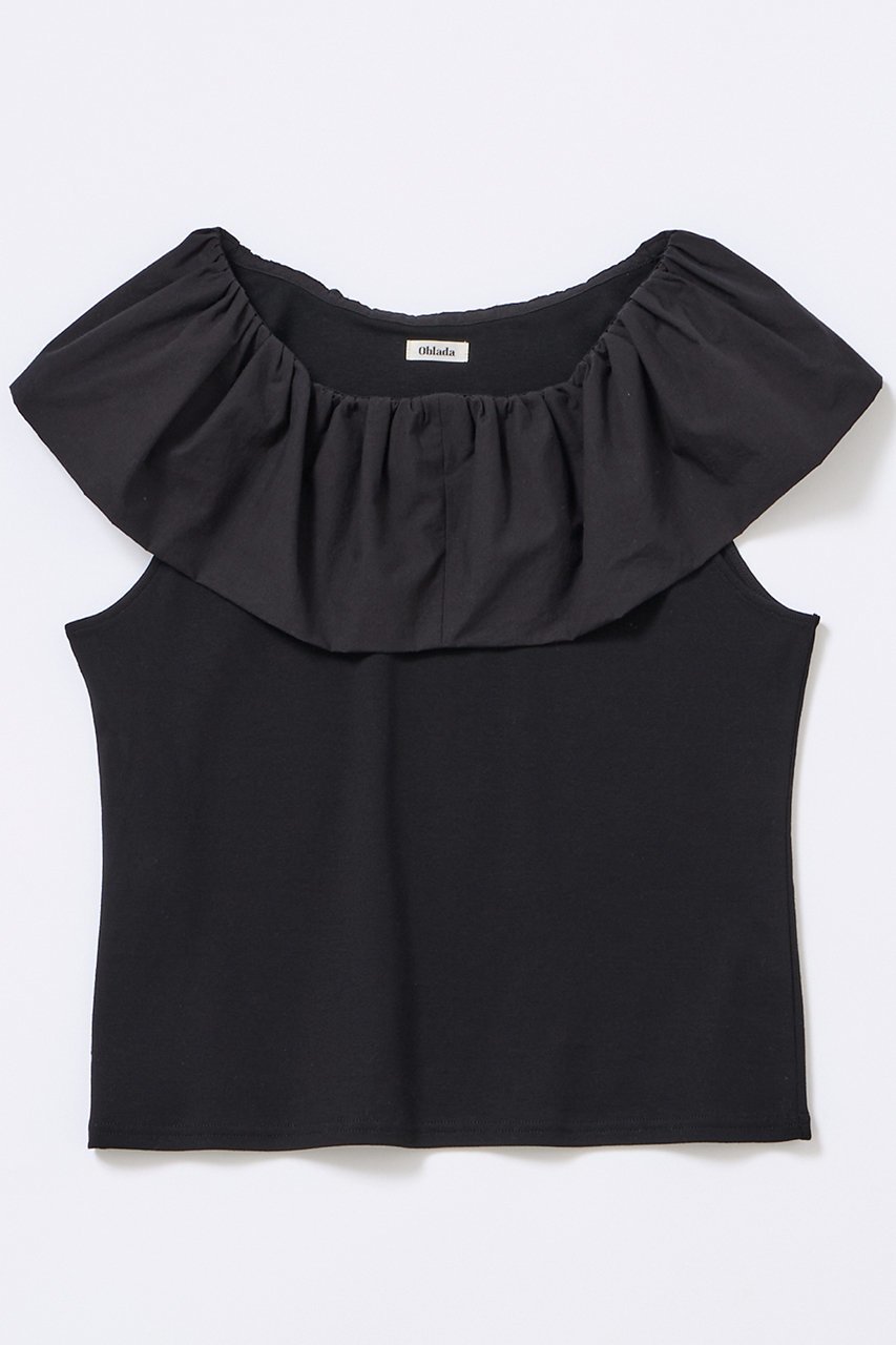 【オブラダ/Oblada】のELIZABETH ノースリーブトップス インテリア・キッズ・メンズ・レディースファッション・服の通販 founy(ファニー) 　ファッション　Fashion　レディースファッション　Fashion for Women　トップス・カットソー　Cut & Sew Tops　キャミソール&ノースリーブ　Camisoles & Sleeveless Tops　シャツ・ブラウス・オフィスカジュアル　Elegant Blouses & Button-Ups　ロングTシャツ・Tシャツ　Longline T-Shirts & Tees　カットソー・ベーシックTシャツ　Cut-and-Sewn Tops / Stretch Tees & Basics　とろみ　Fluid, Flowy Fabric　キャミソール　Camisole, Spaghetti Strap Top　スリム　Slim, Slim Fit　タンク　Tank Top, Sleeveless Top　フリル　Frill, Ruffle　エレガント 上品　Elegant　夏　Summer　新作・新入荷　New Arrivals / New In　春　Spring　S/S・春夏　SS, Spring/Summer, Warm Season　ネイビー|ID: prp329100004612539 ipo3291000000033013728