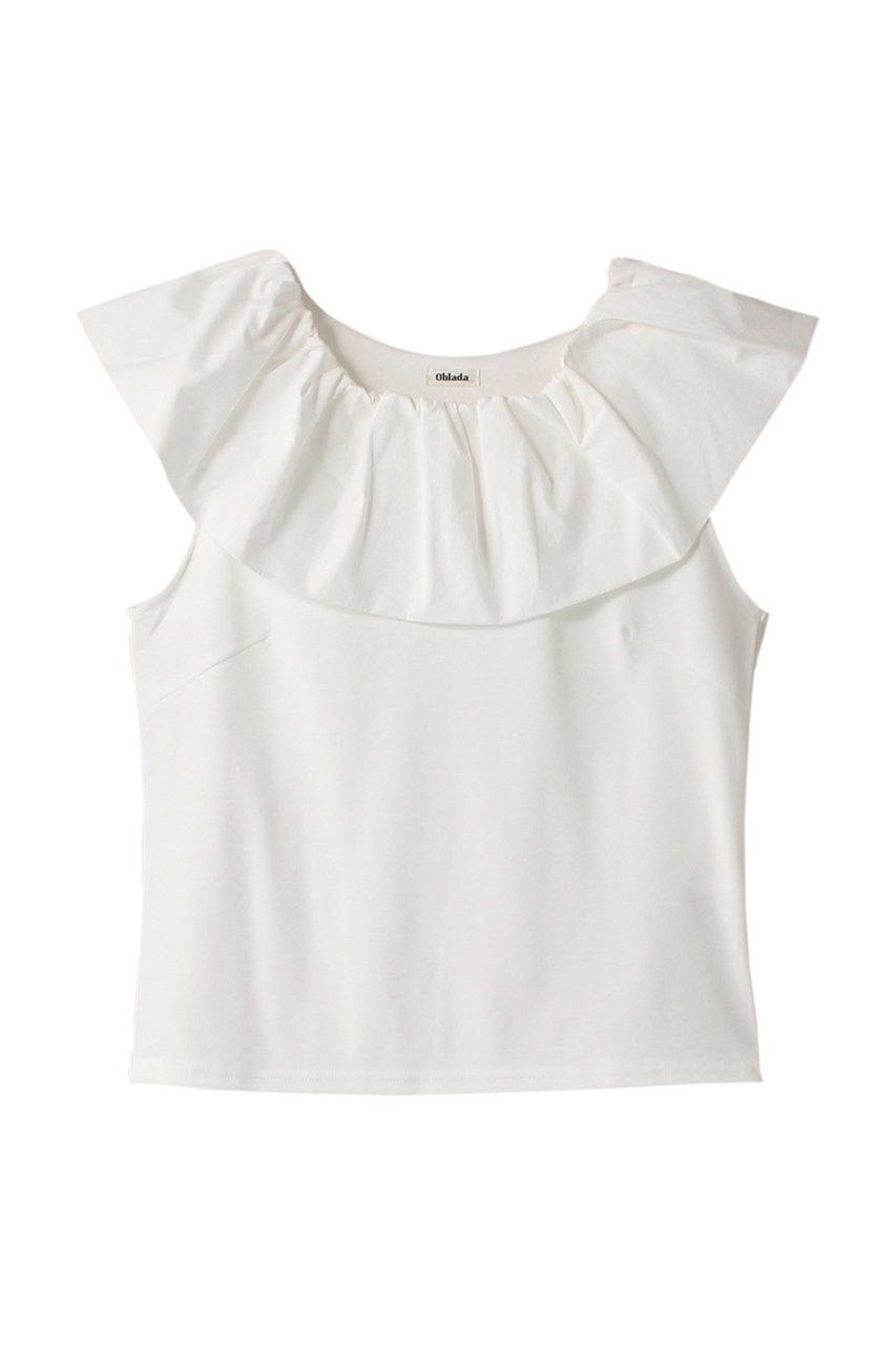 【オブラダ/Oblada】のELIZABETH ノースリーブトップス インテリア・キッズ・メンズ・レディースファッション・服の通販 founy(ファニー) 　ファッション　Fashion　レディースファッション　Fashion for Women　トップス・カットソー　Cut & Sew Tops　キャミソール&ノースリーブ　Camisoles & Sleeveless Tops　シャツ・ブラウス・オフィスカジュアル　Elegant Blouses & Button-Ups　ロングTシャツ・Tシャツ　Longline T-Shirts & Tees　カットソー・ベーシックTシャツ　Cut-and-Sewn Tops / Stretch Tees & Basics　とろみ　Fluid, Flowy Fabric　キャミソール　Camisole, Spaghetti Strap Top　スリム　Slim, Slim Fit　タンク　Tank Top, Sleeveless Top　フリル　Frill, Ruffle　エレガント 上品　Elegant　夏　Summer　新作・新入荷　New Arrivals / New In　春　Spring　S/S・春夏　SS, Spring/Summer, Warm Season　ホワイト|ID: prp329100004612539 ipo3291000000033013729