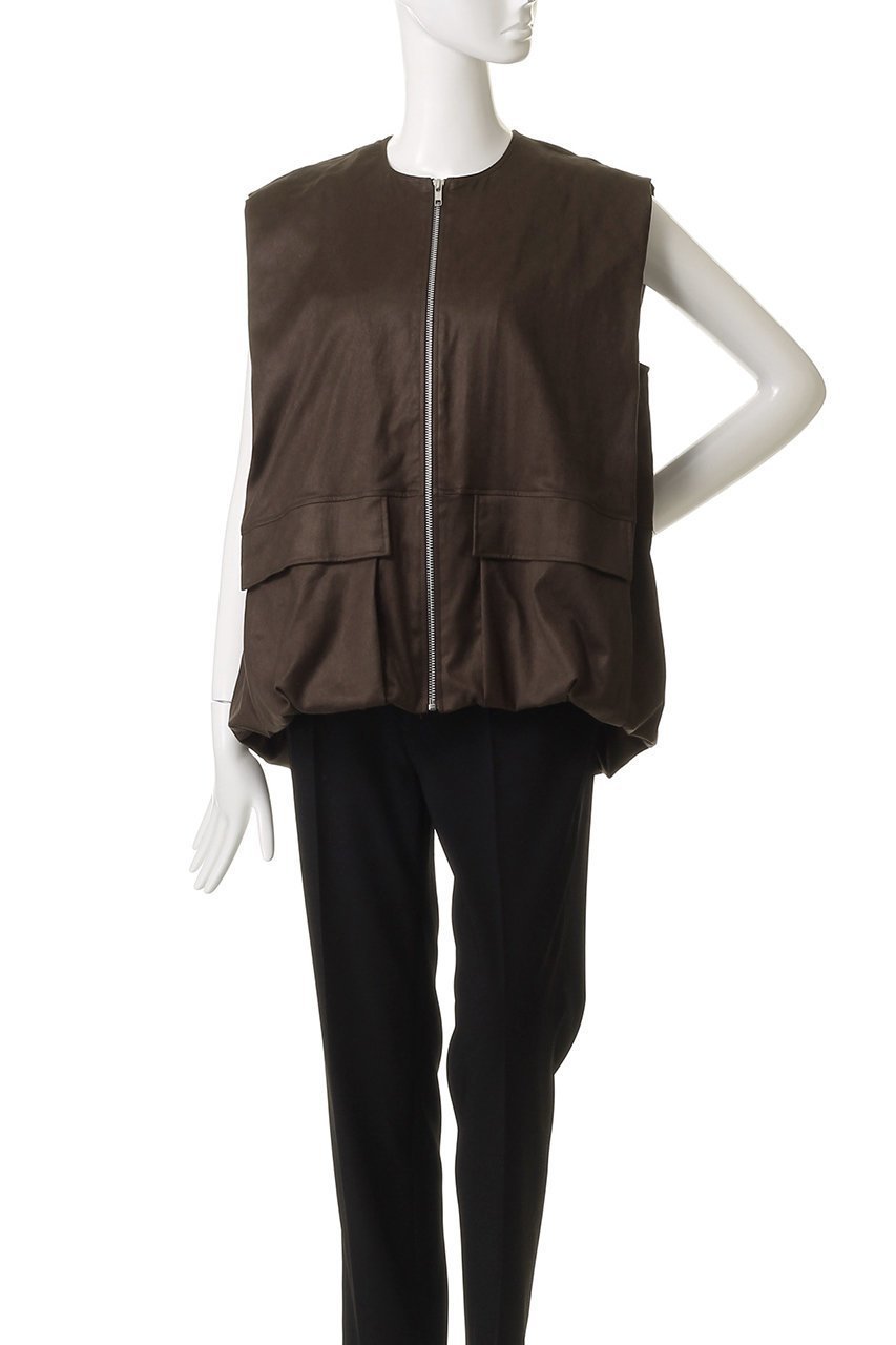 【ハー/HER.】のフロントジップベストブラウス 人気、トレンドファッション・服の通販 founy(ファニー) 　ファッション　Fashion　レディースファッション　Fashion for Women　アウター　Coat / Outerwear Collection　トップス・カットソー　Cut & Sew Tops　シャツ・ブラウス・オフィスカジュアル　Elegant Blouses & Button-Ups　ベスト&ジレ / 重ね着スタイル　Vests & Gilets　ショート　Short, Short Length　スリーブ　Sleeve, Long Sleeve / Short Sleeve　バルーン　Balloon, Balloon Silhouette　ベスト　Vest, Waistcoat　ポケット　Pocket, Pocket Detail　other-6|ID: prp329100004612540 ipo3291000000033124157