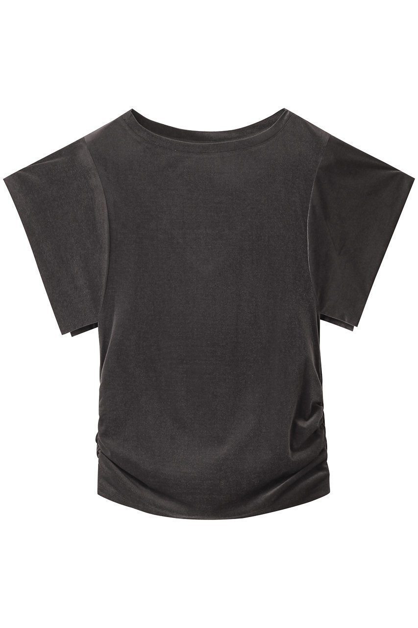 【アルアバイル/allureville】のベロアTOPS インテリア・キッズ・メンズ・レディースファッション・服の通販 founy(ファニー) 　ファッション　Fashion　レディースファッション　Fashion for Women　トップス・カットソー　Cut & Sew Tops　シャツ・ブラウス・オフィスカジュアル　Elegant Blouses & Button-Ups　ロングTシャツ・Tシャツ　Longline T-Shirts & Tees　カットソー・ベーシックTシャツ　Cut-and-Sewn Tops / Stretch Tees & Basics　ベロアトップス　Velour Tops / Velvet-Look Items　エレガント 上品　Elegant　ギャザー　Gathered, Ruffled　ショート　Short, Short Length　ジャケット　Jacket, Outerwear　スリーブ　Sleeve, Long Sleeve / Short Sleeve　ドレープ　Drape, Draping Fabric　フェミニン　Feminine, Girly　ベロア　Velour, Soft Velvet　チャコールグレー|ID: prp329100004613276 ipo3291000000036038192