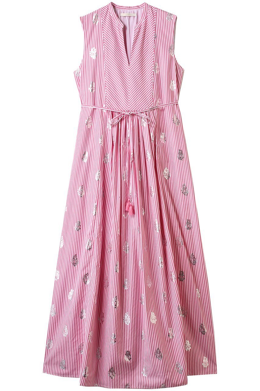 【ヌキテパ/NE QUITTEZ PAS】のCOTTON POPLIN STRIPE ホイル プリント ノースリーブ ドレス 人気、トレンドファッション・服の通販 founy(ファニー) 　ファッション　Fashion　レディースファッション　Fashion for Women　ワンピース　Dresses　フォーマル・パーティードレス・結婚式用ドレス　Elegant & Casual Dresses　チュニック　Tunic Tops & Dresses　2025年　2025　2025-2026秋冬・A/W　Autumn/Winter 2025–26 AW25–26　ギャザー　Gathered, Ruffled　ストライプ　Stripe, Striped Pattern　チュニック　Tunic, Long Top　ドレス　Dress, One-Piece　ノースリーブ　Sleeveless, No-Sleeve　プリント　Print, Printed Pattern　ロング　Long, Long-Length　A/W・秋冬　Autumn/Winter　 other-1|ID: prp329100004613287 ipo3291000000033021397