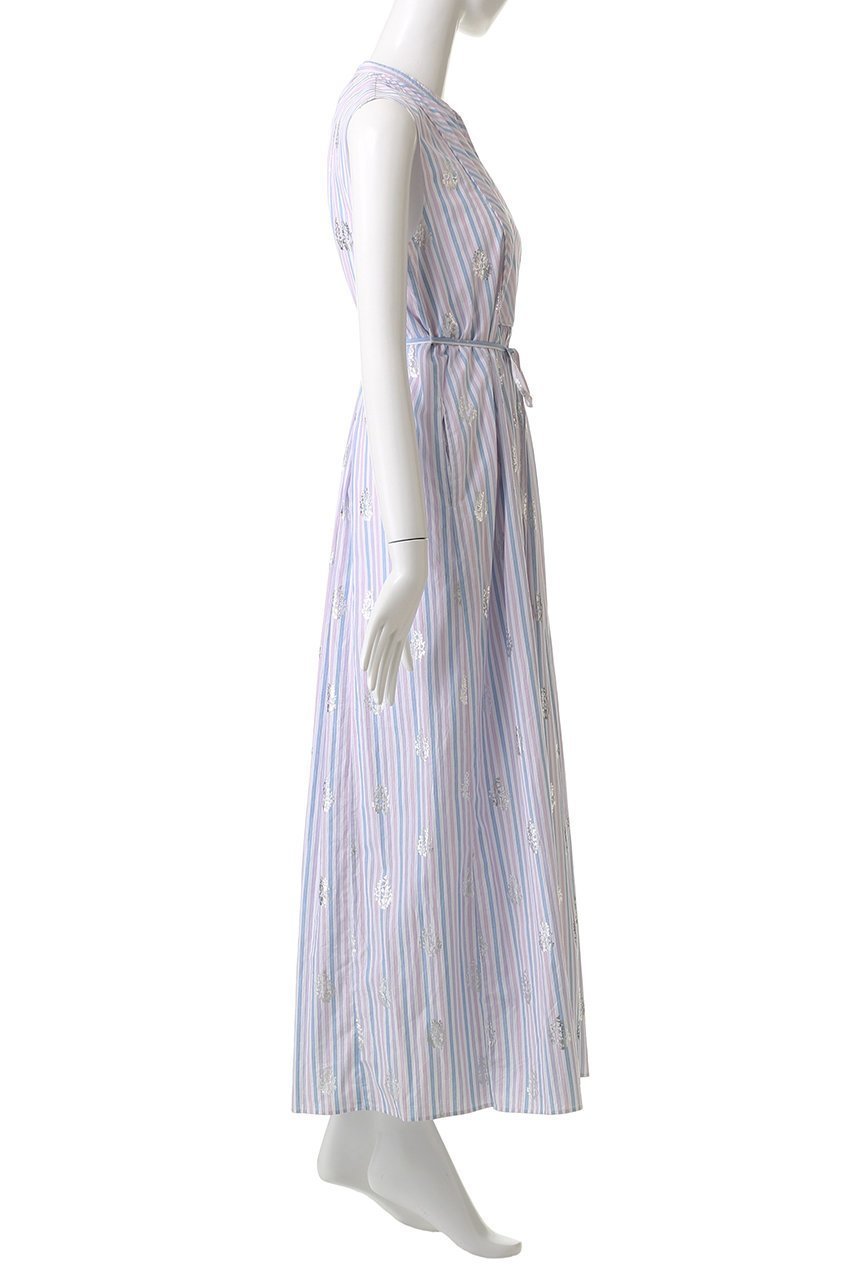 【ヌキテパ/NE QUITTEZ PAS】のCOTTON POPLIN STRIPE ホイル プリント ノースリーブ ドレス 人気、トレンドファッション・服の通販 founy(ファニー) 　ファッション　Fashion　レディースファッション　Fashion for Women　ワンピース　Dresses　フォーマル・パーティードレス・結婚式用ドレス　Elegant & Casual Dresses　チュニック　Tunic Tops & Dresses　2025年　2025　2025-2026秋冬・A/W　Autumn/Winter 2025–26 AW25–26　ギャザー　Gathered, Ruffled　ストライプ　Stripe, Striped Pattern　チュニック　Tunic, Long Top　ドレス　Dress, One-Piece　ノースリーブ　Sleeveless, No-Sleeve　プリント　Print, Printed Pattern　ロング　Long, Long-Length　A/W・秋冬　Autumn/Winter　other-3|ID: prp329100004613287 ipo3291000000033021401