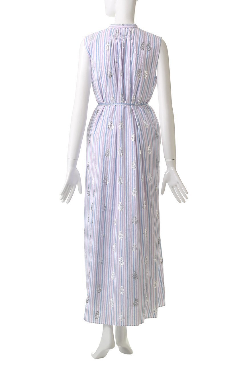 【ヌキテパ/NE QUITTEZ PAS】のCOTTON POPLIN STRIPE ホイル プリント ノースリーブ ドレス 人気、トレンドファッション・服の通販 founy(ファニー) 　ファッション　Fashion　レディースファッション　Fashion for Women　ワンピース　Dresses　フォーマル・パーティードレス・結婚式用ドレス　Elegant & Casual Dresses　チュニック　Tunic Tops & Dresses　2025年　2025　2025-2026秋冬・A/W　Autumn/Winter 2025–26 AW25–26　ギャザー　Gathered, Ruffled　ストライプ　Stripe, Striped Pattern　チュニック　Tunic, Long Top　ドレス　Dress, One-Piece　ノースリーブ　Sleeveless, No-Sleeve　プリント　Print, Printed Pattern　ロング　Long, Long-Length　A/W・秋冬　Autumn/Winter　other-4|ID: prp329100004613287 ipo3291000000033021402