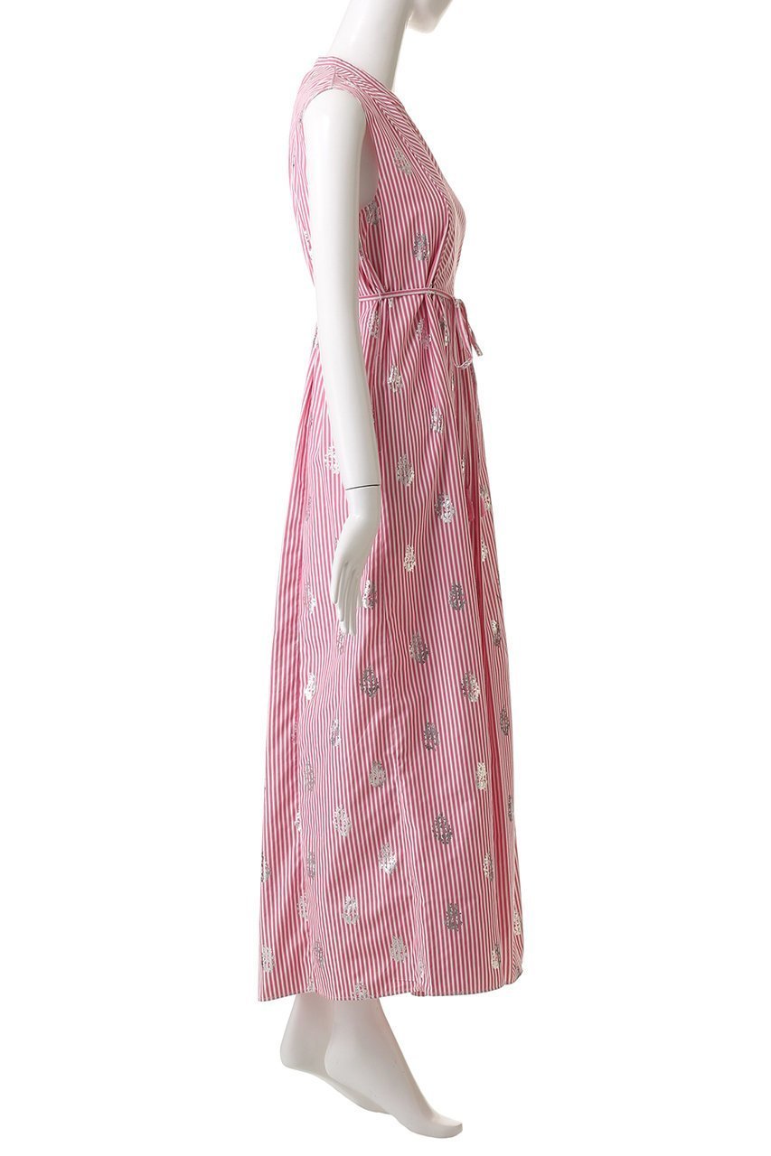 【ヌキテパ/NE QUITTEZ PAS】のCOTTON POPLIN STRIPE ホイル プリント ノースリーブ ドレス 人気、トレンドファッション・服の通販 founy(ファニー) 　ファッション　Fashion　レディースファッション　Fashion for Women　ワンピース　Dresses　フォーマル・パーティードレス・結婚式用ドレス　Elegant & Casual Dresses　チュニック　Tunic Tops & Dresses　ギャザー　Gathered, Ruffled　ストライプ　Stripe, Striped Pattern　チュニック　Tunic, Long Top　ドレス　Dress, One-Piece　ノースリーブ　Sleeveless, No-Sleeve　プリント　Print, Printed Pattern　ロング　Long, Long-Length　other-3|ID: prp329100004613287 ipo3291000000036673456