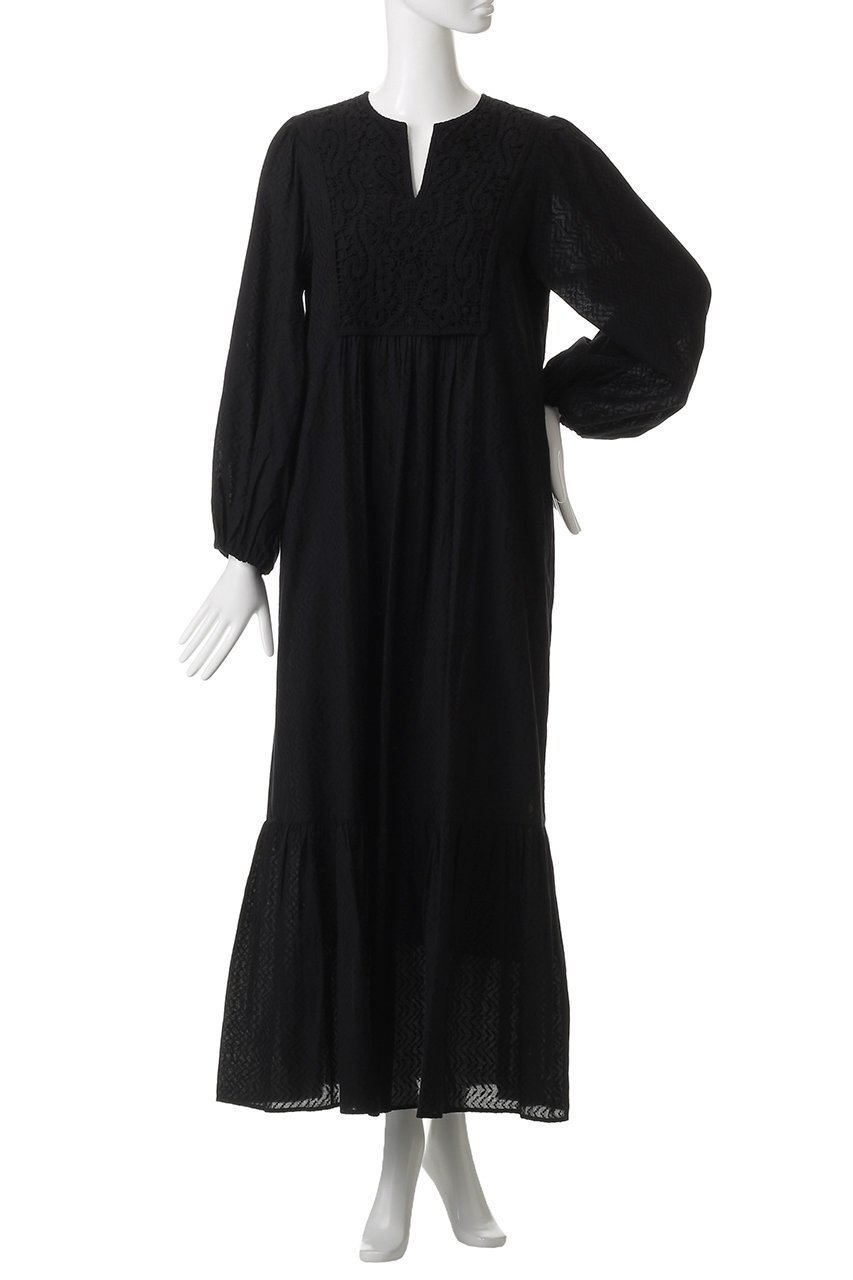 【ヌキテパ/NE QUITTEZ PAS】のCOTTON ジャカード レース ヨーク ドレス 人気、トレンドファッション・服の通販 founy(ファニー) 　ファッション　Fashion　レディースファッション　Fashion for Women　ワンピース　Dresses　フォーマル・パーティードレス・結婚式用ドレス　Elegant & Casual Dresses　チュニック　Tunic Tops & Dresses　2025年　2025　2025-2026秋冬・A/W　Autumn/Winter 2025–26 AW25–26　サンダル　Sandals, Summer Shoes　シューズ　Shoes, Footwear　ジャカード／ジャガード　Jacquard, Woven Pattern　スリット　Slit, Slit Detail　チュニック　Tunic, Long Top　ドレス　Dress, One-Piece　パーティ　Party, Party Style　フラット　Flat, Flat Shoes　ヨーク　Yoke, Yoke Design　リラックス　Relax, Relaxed Fit　レース　Lace, Lace Fabric　ロング　Long, Long-Length　エレガント 上品　Elegant　A/W・秋冬　Autumn/Winter　other-2|ID: prp329100004613289 ipo3291000000033021411