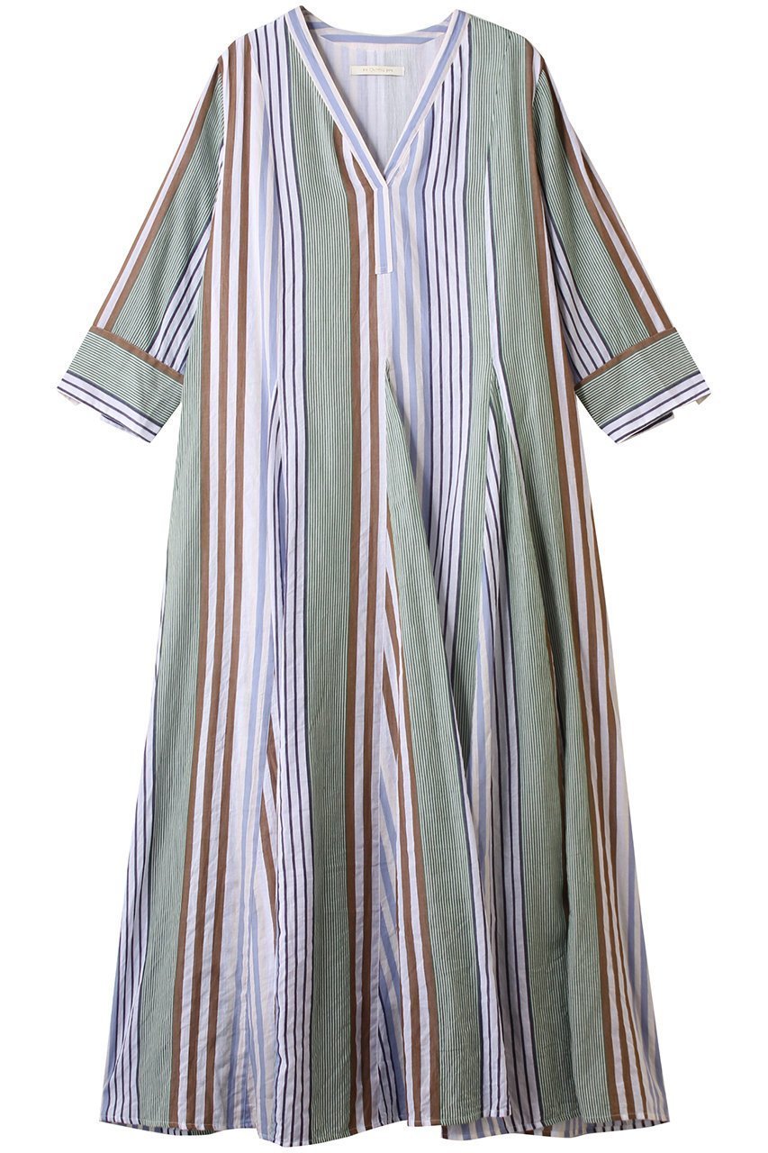 【ヌキテパ/NE QUITTEZ PAS】のCOTTON VOILE STRIPE パネル ドレス インテリア・キッズ・メンズ・レディースファッション・服の通販 founy(ファニー) 　ファッション　Fashion　レディースファッション　Fashion for Women　ワンピース　Dresses　フォーマル・パーティードレス・結婚式用ドレス　Elegant & Casual Dresses　チュニック　Tunic Tops & Dresses　2025年　2025　2025-2026秋冬・A/W　Autumn/Winter 2025–26 AW25–26　エアリー　Airy Texture　ストライプ　Stripe, Striped Pattern　チュニック　Tunic, Long Top　ドレス　Dress, One-Piece　リゾート　Resort, Vacation Style　ロング　Long, Long-Length　A/W・秋冬　Autumn/Winter　グリーン|ID: prp329100004613290 ipo3291000000033021418
