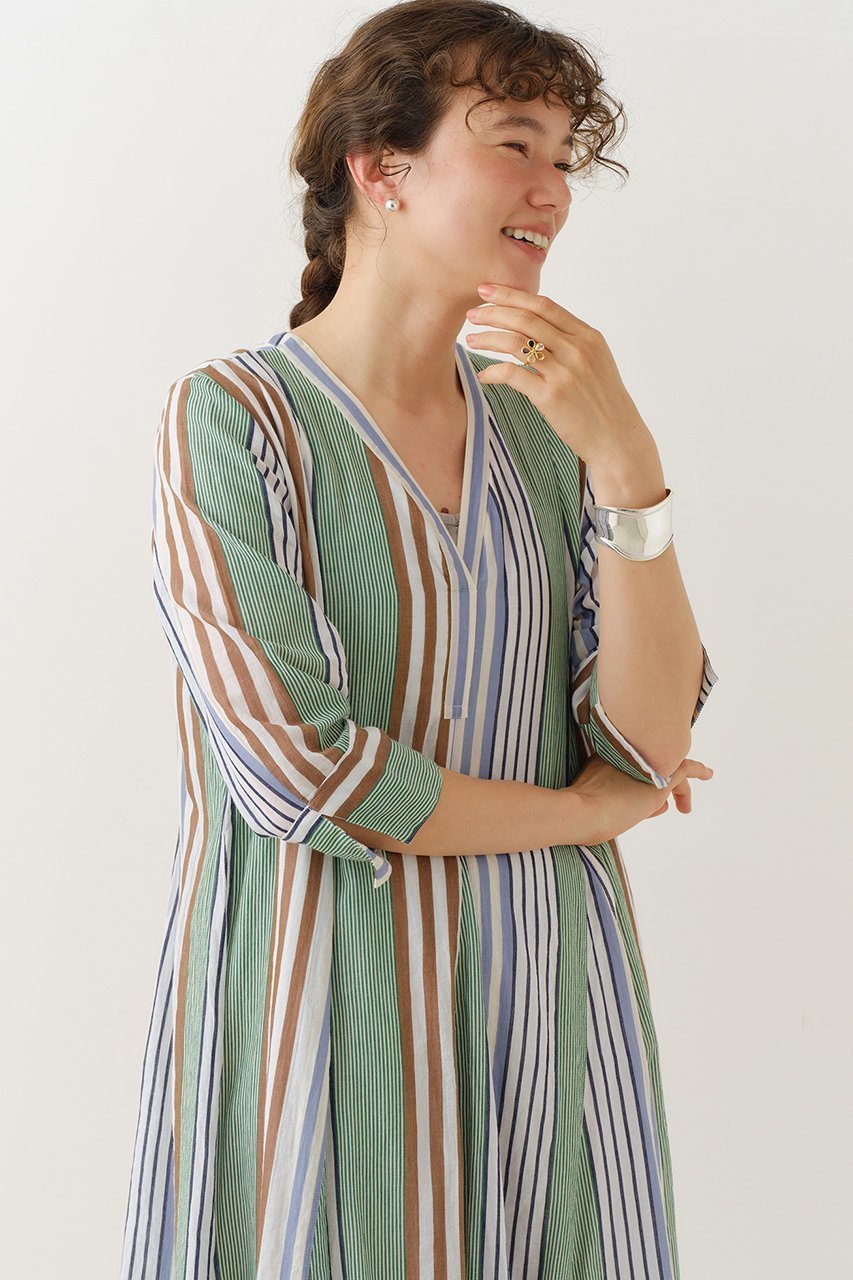 【ヌキテパ/NE QUITTEZ PAS】のCOTTON VOILE STRIPE パネル ドレス 人気、トレンドファッション・服の通販 founy(ファニー) 　ファッション　Fashion　レディースファッション　Fashion for Women　ワンピース　Dresses　フォーマル・パーティードレス・結婚式用ドレス　Elegant & Casual Dresses　チュニック　Tunic Tops & Dresses　2025年　2025　2025-2026秋冬・A/W　Autumn/Winter 2025–26 AW25–26　エアリー　Airy Texture　ストライプ　Stripe, Striped Pattern　チュニック　Tunic, Long Top　ドレス　Dress, One-Piece　リゾート　Resort, Vacation Style　ロング　Long, Long-Length　A/W・秋冬　Autumn/Winter　other-6|ID: prp329100004613290 ipo3291000000033216959