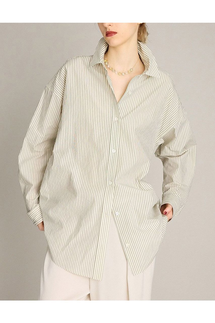 【ブリル/BRILL】のストライプオーバーシャツ インテリア・キッズ・メンズ・レディースファッション・服の通販 founy(ファニー) 　ファッション　Fashion　レディースファッション　Fashion for Women　トップス・カットソー　Cut & Sew Tops　シャツ・ブラウス・オフィスカジュアル　Elegant Blouses & Button-Ups　イタリア　Italy　スタンダード　Standard, Basic　スリーブ　Sleeve, Long Sleeve / Short Sleeve　ロング　Long, Long-Length　新作・新入荷　New Arrivals / New In　ホワイト|ID: prp329100004613293 ipo3291000000033021440