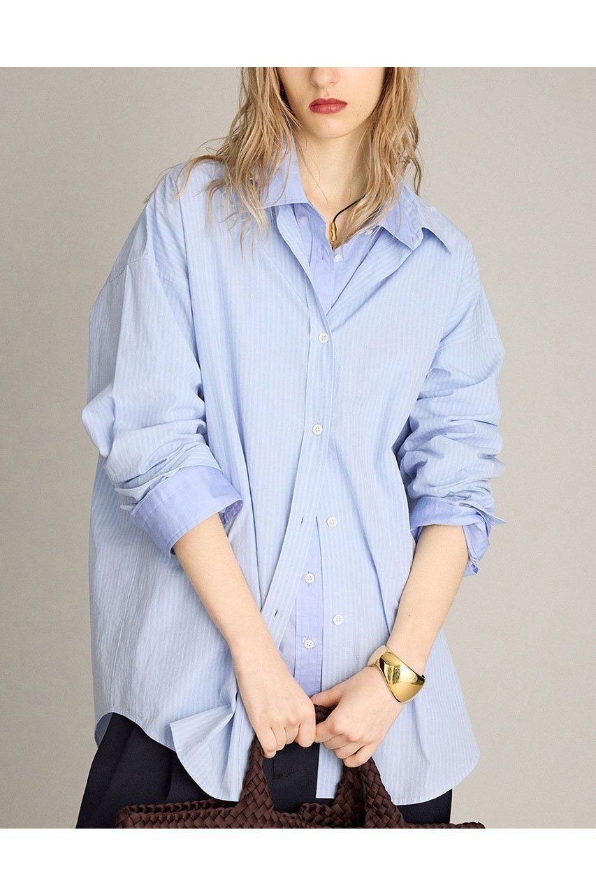 【ブリル/BRILL】のストライプオーバーシャツ インテリア・キッズ・メンズ・レディースファッション・服の通販 founy(ファニー) 　ファッション　Fashion　レディースファッション　Fashion for Women　トップス・カットソー　Cut & Sew Tops　シャツ・ブラウス・オフィスカジュアル　Elegant Blouses & Button-Ups　イタリア　Italy　スタンダード　Standard, Basic　スリーブ　Sleeve, Long Sleeve / Short Sleeve　ロング　Long, Long-Length　新作・新入荷　New Arrivals / New In　サックス|ID: prp329100004613293 ipo3291000000033021441