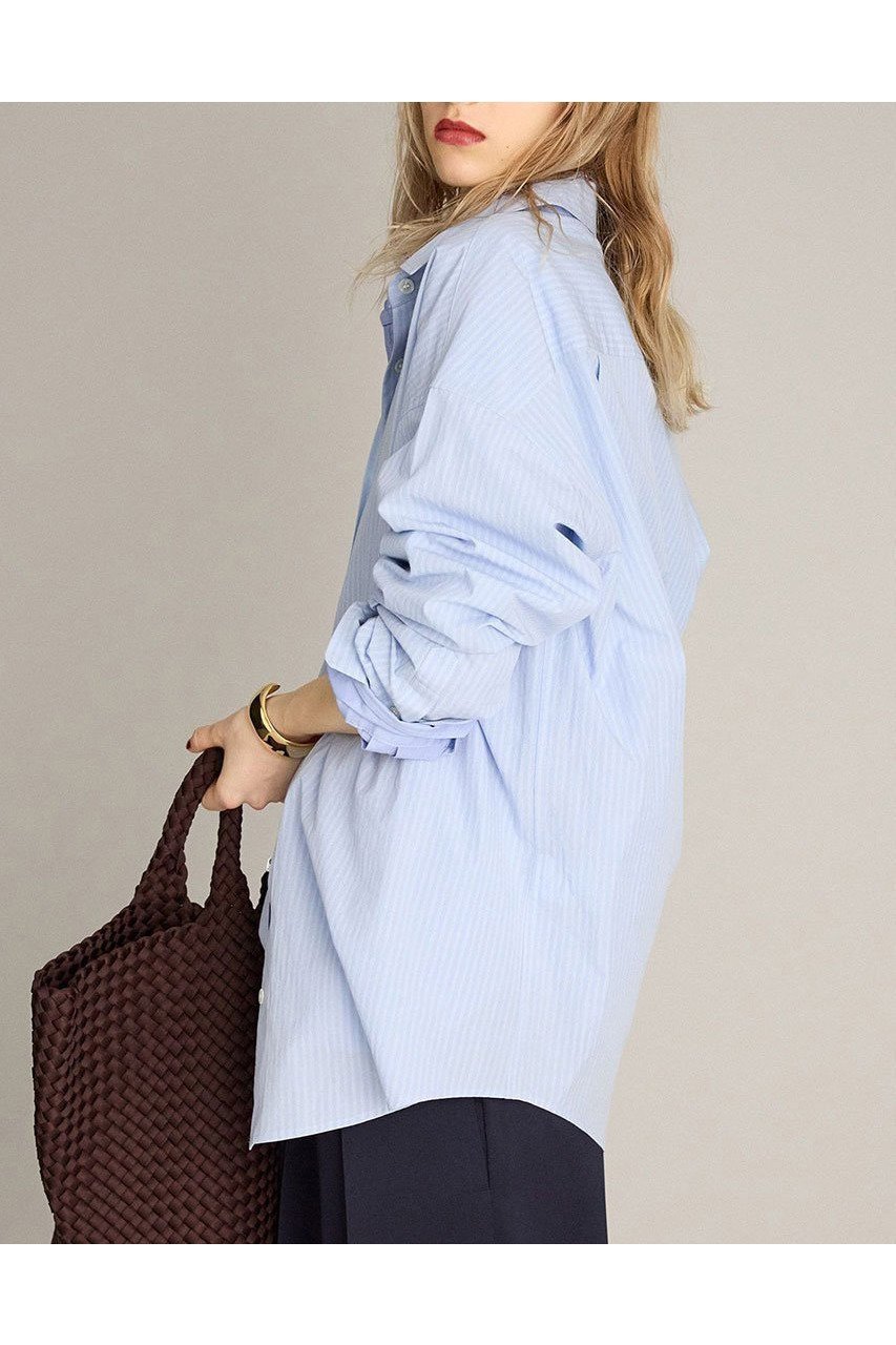【ブリル/BRILL】のストライプオーバーシャツ 人気、トレンドファッション・服の通販 founy(ファニー) 　ファッション　Fashion　レディースファッション　Fashion for Women　トップス・カットソー　Cut & Sew Tops　シャツ・ブラウス・オフィスカジュアル　Elegant Blouses & Button-Ups　イタリア　Italy　スタンダード　Standard, Basic　スリーブ　Sleeve, Long Sleeve / Short Sleeve　ロング　Long, Long-Length　新作・新入荷　New Arrivals / New In　other-2|ID: prp329100004613293 ipo3291000000033021442