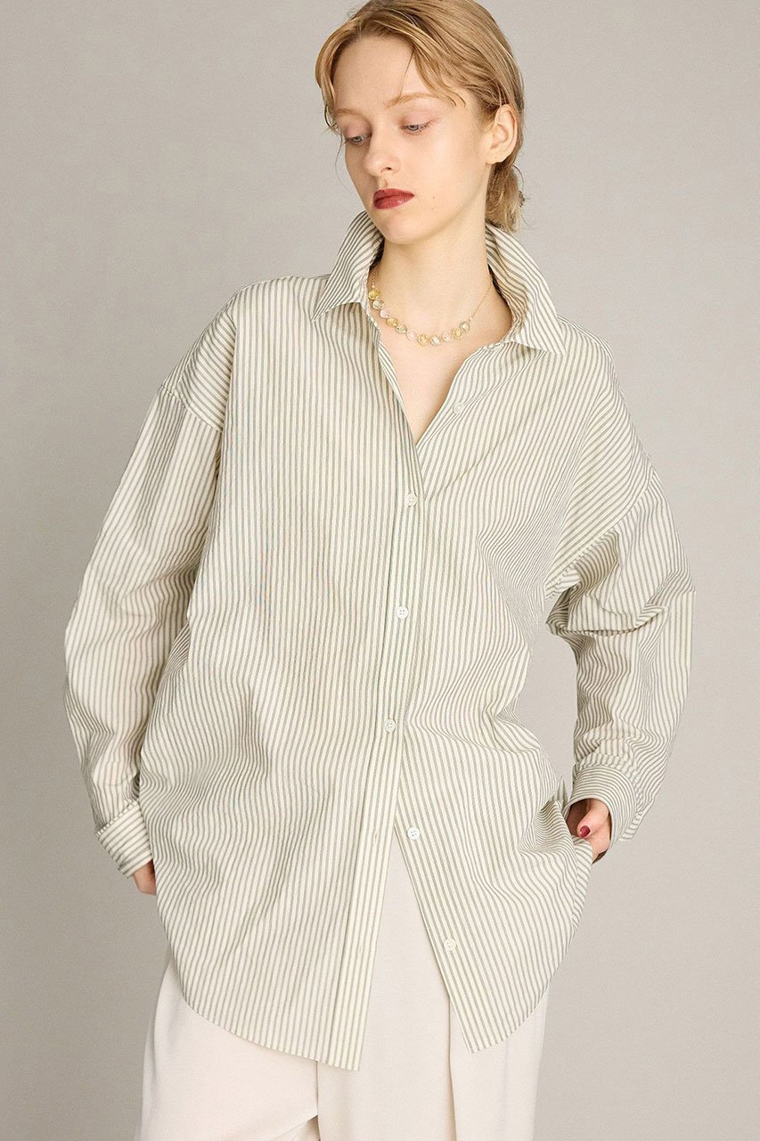 【ブリル/BRILL】のストライプオーバーシャツ インテリア・キッズ・メンズ・レディースファッション・服の通販 founy(ファニー) 　ファッション　Fashion　レディースファッション　Fashion for Women　トップス・カットソー　Cut & Sew Tops　シャツ・ブラウス・オフィスカジュアル　Elegant Blouses & Button-Ups　イタリア　Italy　スタンダード　Standard, Basic　スリーブ　Sleeve, Long Sleeve / Short Sleeve　ロング　Long, Long-Length　ホワイト|ID: prp329100004613293 ipo3291000000036241178