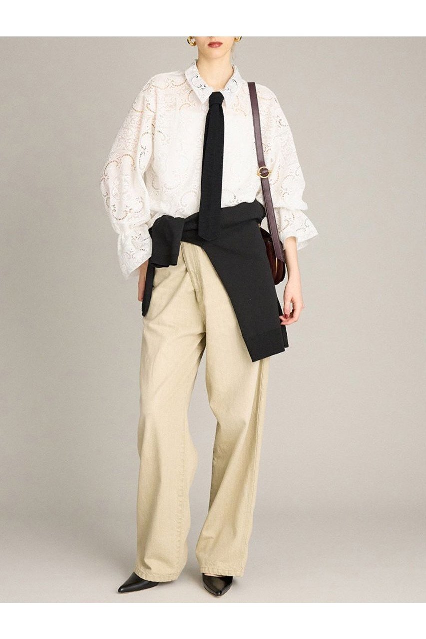 【ブリル/BRILL】のシシュウフラットカラーブラウス 人気、トレンドファッション・服の通販 founy(ファニー) 　ファッション　Fashion　レディースファッション　Fashion for Women　トップス・カットソー　Cut & Sew Tops　シャツ・ブラウス・オフィスカジュアル　Elegant Blouses & Button-Ups　おすすめ　Recommended / Our Picks　スリーブ　Sleeve, Long Sleeve / Short Sleeve　ロング　Long, Long-Length　新作・新入荷　New Arrivals / New In　other-5|ID: prp329100004613294 ipo3291000000033021461