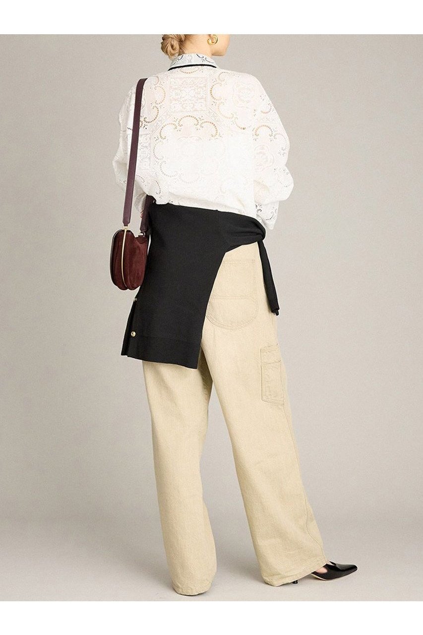 【ブリル/BRILL】のシシュウフラットカラーブラウス 人気、トレンドファッション・服の通販 founy(ファニー) 　ファッション　Fashion　レディースファッション　Fashion for Women　トップス・カットソー　Cut & Sew Tops　シャツ・ブラウス・オフィスカジュアル　Elegant Blouses & Button-Ups　おすすめ　Recommended / Our Picks　スリーブ　Sleeve, Long Sleeve / Short Sleeve　ロング　Long, Long-Length　新作・新入荷　New Arrivals / New In　other-7|ID: prp329100004613294 ipo3291000000033021464