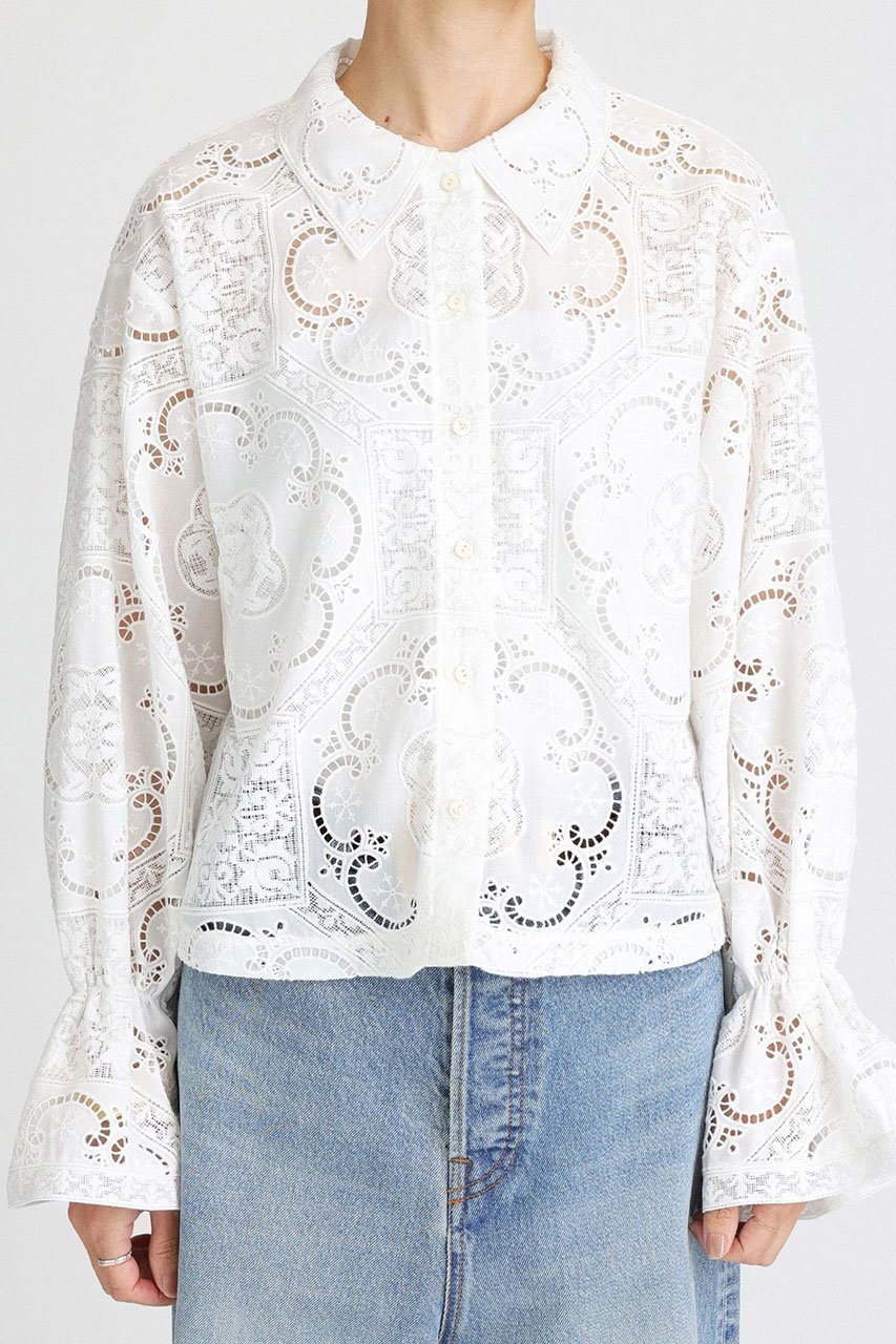 【ブリル/BRILL】のシシュウフラットカラーブラウス 人気、トレンドファッション・服の通販 founy(ファニー) 　ファッション　Fashion　レディースファッション　Fashion for Women　トップス・カットソー　Cut & Sew Tops　シャツ・ブラウス・オフィスカジュアル　Elegant Blouses & Button-Ups　おすすめ　Recommended / Our Picks　スリーブ　Sleeve, Long Sleeve / Short Sleeve　ロング　Long, Long-Length　新作・新入荷　New Arrivals / New In　other-8|ID: prp329100004613294 ipo3291000000033021465