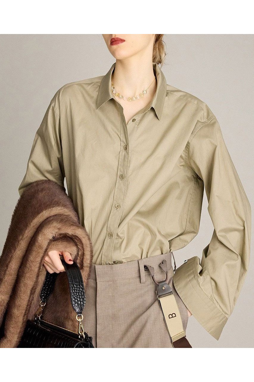 【ブリル/BRILL】のワイドスリーブシャツ インテリア・キッズ・メンズ・レディースファッション・服の通販 founy(ファニー) 　ファッション　Fashion　レディースファッション　Fashion for Women　トップス・カットソー　Cut & Sew Tops　シャツ・ブラウス・オフィスカジュアル　Elegant Blouses & Button-Ups　カシュクール　Wrap Design　スリーブ　Sleeve, Long Sleeve / Short Sleeve　リラックス　Relax, Relaxed Fit　ロング　Long, Long-Length　ワッシャー　Washer, Crinkled Finish　新作・新入荷　New Arrivals / New In　カーキ|ID: prp329100004613296 ipo3291000000033021469