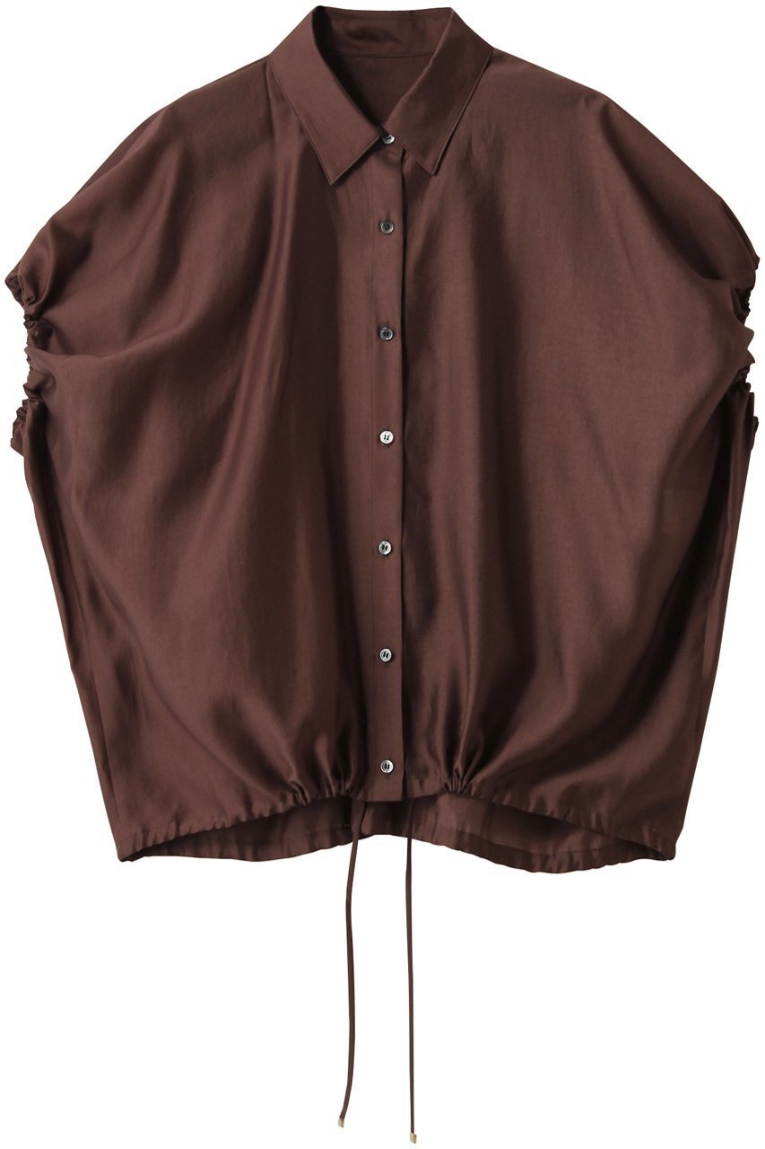 【アルアバイル/allureville】のシアードロストブラウス インテリア・キッズ・メンズ・レディースファッション・服の通販 founy(ファニー) 　ファッション　Fashion　レディースファッション　Fashion for Women　トップス・カットソー　Cut & Sew Tops　シャツ・ブラウス・オフィスカジュアル　Elegant Blouses & Button-Ups　エアリー　Airy Texture　ギャザー　Gathered, Ruffled　ショート　Short, Short Length　スリーブ　Sleeve, Long Sleeve / Short Sleeve　ドローストリング　Drawstring, Pull Cord　エレガント 上品　Elegant　ブラウン|ID: prp329100004613304 ipo3291000000036241192