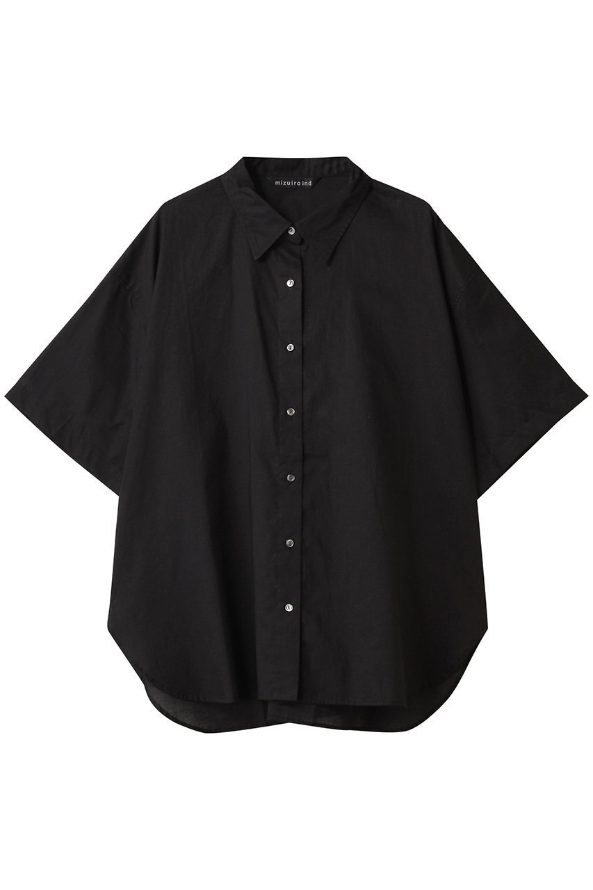 【ミズイロ インド/mizuiro ind】のhalf slv wide shirt シャツ インテリア・キッズ・メンズ・レディースファッション・服の通販 founy(ファニー) 　ファッション　Fashion　レディースファッション　Fashion for Women　トップス・カットソー　Cut & Sew Tops　シャツ・ブラウス・オフィスカジュアル　Elegant Blouses & Button-Ups　シアー　Sheer, See-Through　ショート　Short, Short Length　シンプル　Simple, Minimal　スリット　Slit, Slit Detail　スリーブ　Sleeve, Long Sleeve / Short Sleeve　リラックス　Relax, Relaxed Fit　エレガント 上品　Elegant　新作・新入荷　New Arrivals / New In　無地　Plain, Solid Color　black|ID: prp329100004613307 ipo3291000000033021541