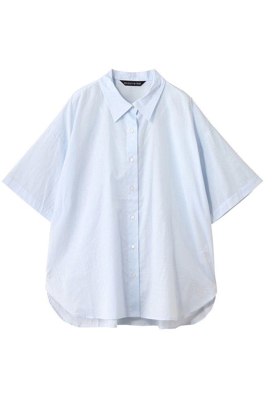 【ミズイロ インド/mizuiro ind】のhalf slv wide shirt シャツ インテリア・キッズ・メンズ・レディースファッション・服の通販 founy(ファニー) 　ファッション　Fashion　レディースファッション　Fashion for Women　トップス・カットソー　Cut & Sew Tops　シャツ・ブラウス・オフィスカジュアル　Elegant Blouses & Button-Ups　シアー　Sheer, See-Through　ショート　Short, Short Length　シンプル　Simple, Minimal　スリット　Slit, Slit Detail　スリーブ　Sleeve, Long Sleeve / Short Sleeve　リラックス　Relax, Relaxed Fit　エレガント 上品　Elegant　無地　Plain, Solid Color　l.blue|ID: prp329100004613307 ipo3291000000033048647