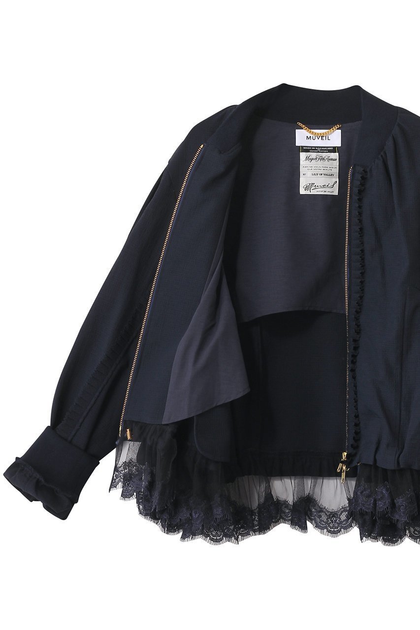 【ミュベール/MUVEIL】のピンキングフリルブルゾン 人気、トレンドファッション・服の通販 founy(ファニー) 　ファッション　Fashion　レディースファッション　Fashion for Women　アウター　Coat / Outerwear Collection　レディースジャケット・軽アウター　Jackets　ブルゾンジャケット・スポーティアウター　Blouson Jackets　2025年　2025　2025-2026秋冬・A/W　Autumn/Winter 2025–26 AW25–26　おすすめ　Recommended / Our Picks　エレガント 上品　Elegant　サテン　Satin, Glossy Fabric　ジャケット　Jacket, Outerwear　ストレッチ　Stretch, Stretchy Fabric　スポーティ　Sporty, Casual Athletic　チュール　Tulip, Tulip Motif　フェミニン　Feminine, Girly　フォルム　Silhouette, Form　ブラウジング　Blouson Silhouette, Cinched Waist　ブルゾン　Blouson, Bomber Jacket　リネン　Linen, Linen Fabric　レース　Lace, Lace Fabric　A/W・秋冬　Autumn/Winter　other-6|ID: prp329100004613315 ipo3291000000033021600