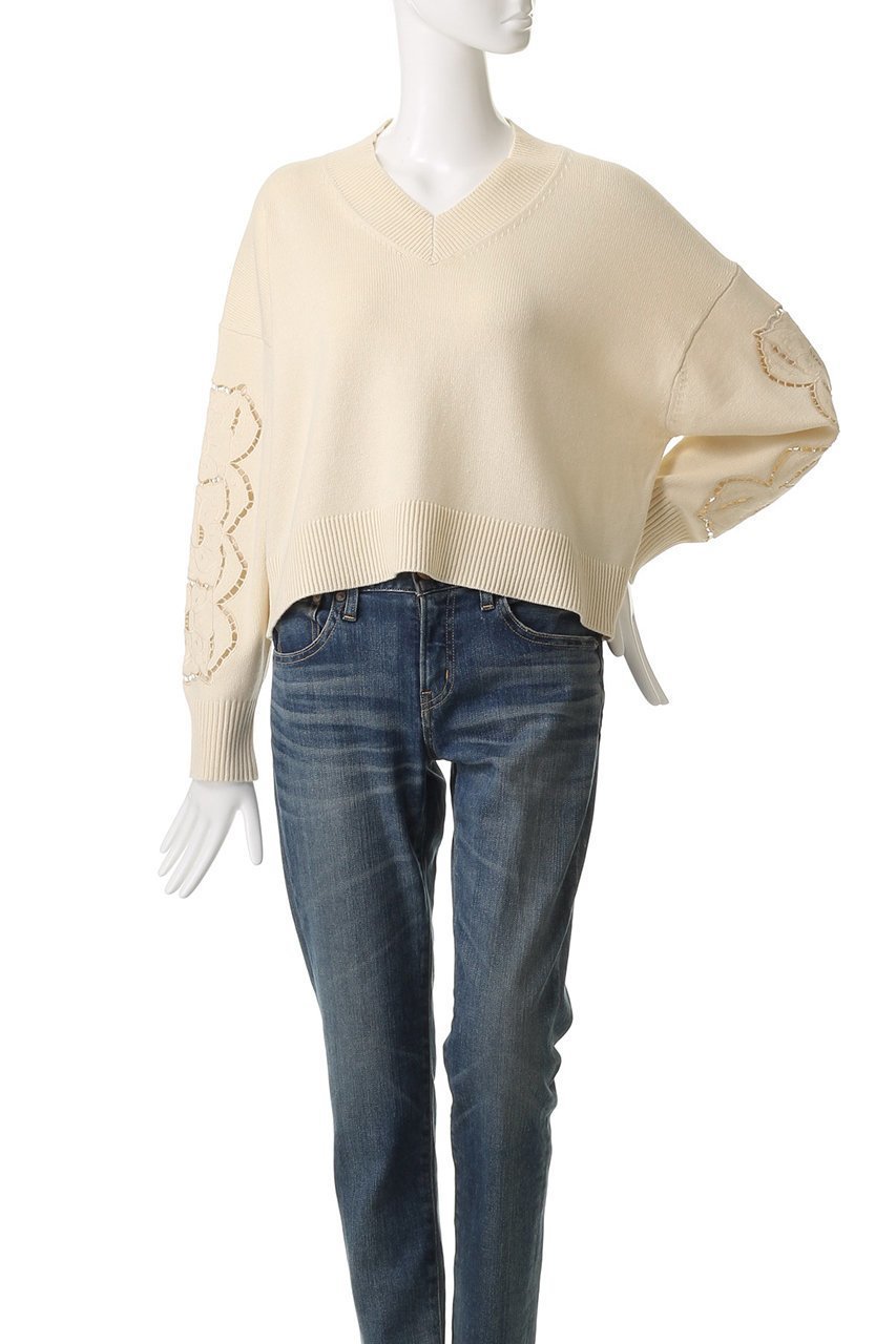 【ミュベール/MUVEIL】のカットワークスカーフ付きプルオーバー 人気、トレンドファッション・服の通販 founy(ファニー) 　ファッション　Fashion　レディースファッション　Fashion for Women　トップス・カットソー　Cut & Sew Tops　ニット　Knit Tops & Sweaters　カジュアルプルオーバー・ニットトップス　Pullovers & Knit Tops / Casual Pullovers　2025年　2025　2025-2026秋冬・A/W　Autumn/Winter 2025–26 AW25–26　シルク　Silk, 100% Silk　スカーフ　Scarf, Neckwear　ハンド　Hand, Handmade　ボトム　Bottoms, Lower Wear　A/W・秋冬　Autumn/Winter　透かし　Cut-Out, Lacework　other-6|ID: prp329100004613324 ipo3291000000033021657