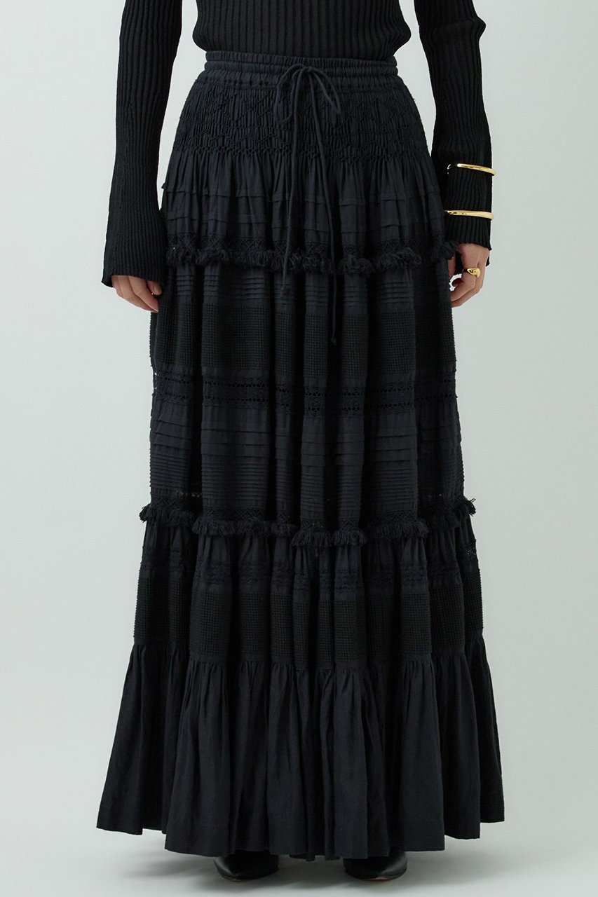 【カオス/Chaos】のガゼットクロススカート 人気、トレンドファッション・服の通販 founy(ファニー) 　ファッション　Fashion　レディースファッション　Fashion for Women　スカート　Skirts　ロングスカート　Long Skirts / Maxi & Midi Skirts　インド　Indian Textile　スペシャル　Special, Limited Edition　スモッキング　Smocking, Gathered Stitching　フリンジ　Fringe, Tassel　リネン　Linen, Linen Fabric　レース　Lace, Lace Fabric　ロング　Long, Long-Length　other-8|ID: prp329100004613330 ipo3291000000034628386