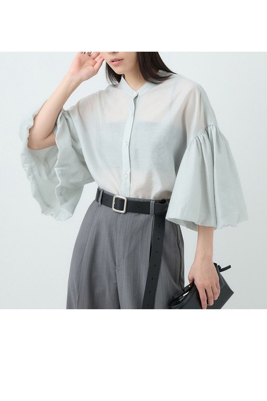 【カオス/Chaos】のプリムブラウス インテリア・キッズ・メンズ・レディースファッション・服の通販 founy(ファニー) 　ファッション　Fashion　レディースファッション　Fashion for Women　トップス・カットソー　Cut & Sew Tops　シャツ・ブラウス・オフィスカジュアル　Elegant Blouses & Button-Ups　2025年　2025　2025-2026秋冬・A/W　Autumn/Winter 2025–26 AW25–26　キュプラ　Cupro, Eco Fabric　ギャザー　Gathered, Ruffled　ショート　Short, Short Length　シルク　Silk, 100% Silk　シンプル　Simple, Minimal　スリーブ　Sleeve, Long Sleeve / Short Sleeve　エレガント 上品　Elegant　A/W・秋冬　Autumn/Winter　ライトグレー|ID: prp329100004614065 ipo3291000000033035174
