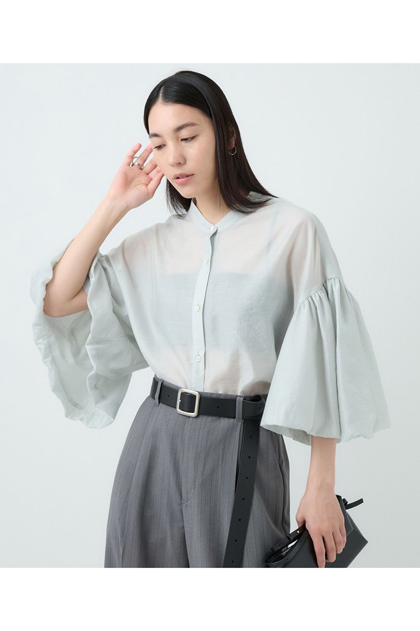 【カオス/Chaos】のプリムブラウス インテリア・キッズ・メンズ・レディースファッション・服の通販 founy(ファニー) 　ファッション　Fashion　レディースファッション　Fashion for Women　トップス・カットソー　Cut & Sew Tops　シャツ・ブラウス・オフィスカジュアル　Elegant Blouses & Button-Ups　キュプラ　Cupro, Eco Fabric　ギャザー　Gathered, Ruffled　ショート　Short, Short Length　シルク　Silk, 100% Silk　シンプル　Simple, Minimal　スリーブ　Sleeve, Long Sleeve / Short Sleeve　エレガント 上品　Elegant　ライトグレー|ID: prp329100004614065 ipo3291000000035374528