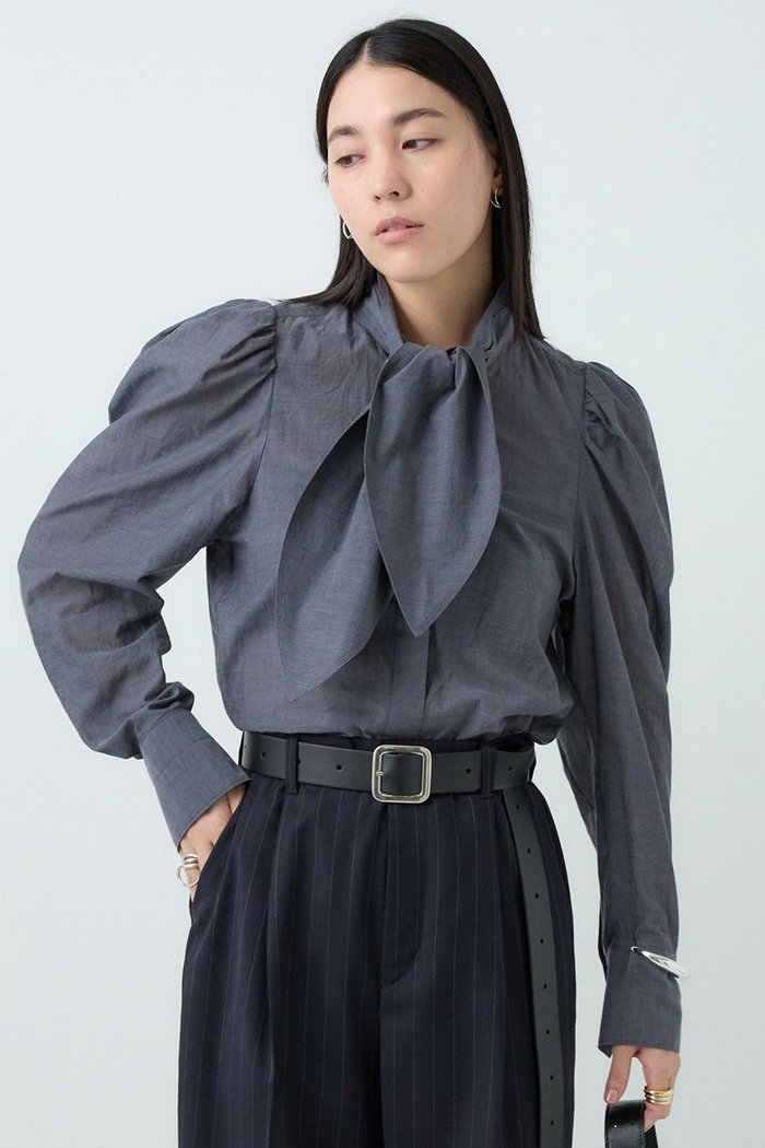 【カオス/Chaos】のガールスカウトブラウス インテリア・キッズ・メンズ・レディースファッション・服の通販 founy(ファニー) https://founy.com/ ファッション Fashion レディースファッション Fashion for Women トップス・カットソー Cut & Sew Tops シャツ・ブラウス・オフィスカジュアル Elegant Blouses & Button-Ups ストライプ Stripe, Striped Pattern スリーブ Sleeve, Long Sleeve / Short Sleeve デニム Denim, Jeans Material バランス Balance, Style Balance ボトム Bottoms, Lower Wear リボン Ribbon, Bow ロング Long, Long-Length 再入荷 Restock / Back in Stock |ID: prp329100004614066 ipo3291000000035374544