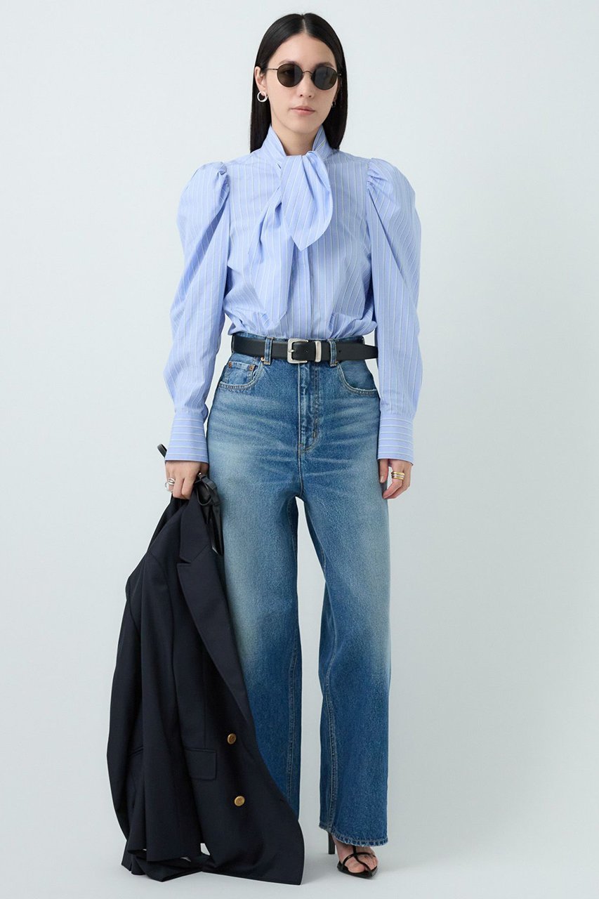 【カオス/Chaos】のガールスカウトブラウス 人気、トレンドファッション・服の通販 founy(ファニー) 　ファッション　Fashion　レディースファッション　Fashion for Women　トップス・カットソー　Cut & Sew Tops　シャツ・ブラウス・オフィスカジュアル　Elegant Blouses & Button-Ups　ストライプ　Stripe, Striped Pattern　スリーブ　Sleeve, Long Sleeve / Short Sleeve　デニム　Denim, Jeans Material　バランス　Balance, Style Balance　ボトム　Bottoms, Lower Wear　リボン　Ribbon, Bow　ロング　Long, Long-Length　再入荷　Restock / Back in Stock　other-2|ID: prp329100004614066 ipo3291000000035796422