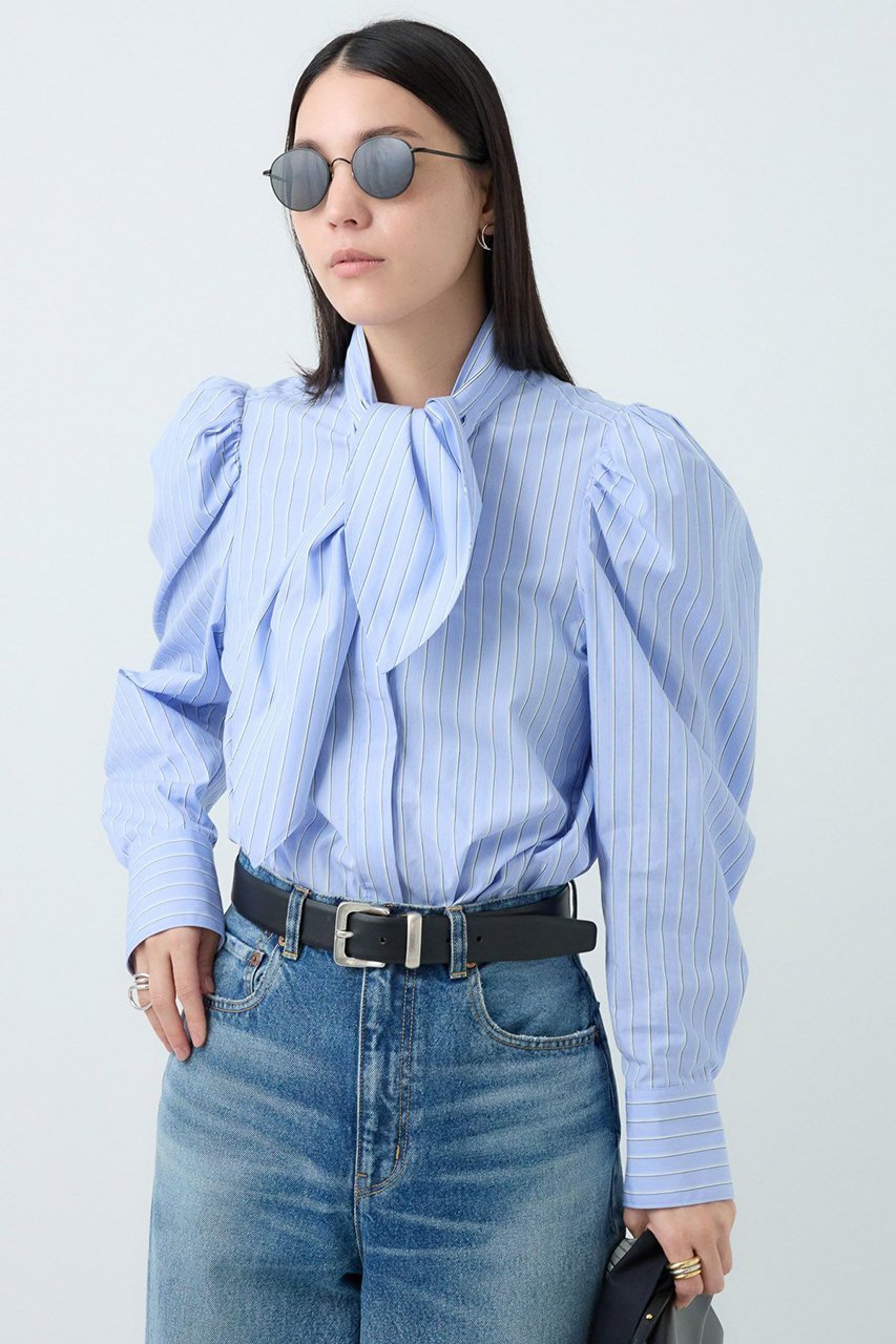 【カオス/Chaos】のガールスカウトブラウス 人気、トレンドファッション・服の通販 founy(ファニー) 　ファッション　Fashion　レディースファッション　Fashion for Women　トップス・カットソー　Cut & Sew Tops　シャツ・ブラウス・オフィスカジュアル　Elegant Blouses & Button-Ups　ストライプ　Stripe, Striped Pattern　スリーブ　Sleeve, Long Sleeve / Short Sleeve　デニム　Denim, Jeans Material　バランス　Balance, Style Balance　ボトム　Bottoms, Lower Wear　リボン　Ribbon, Bow　ロング　Long, Long-Length　再入荷　Restock / Back in Stock　other-5|ID: prp329100004614066 ipo3291000000035796433