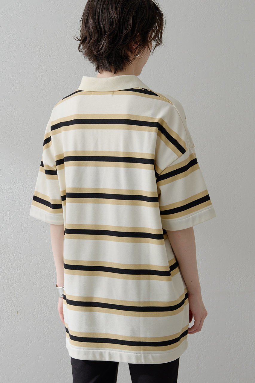 【ウィムガゼット/Whim Gazette】の【THE PAUSE】ボーダーBIGポロシャツ 人気、トレンドファッション・服の通販 founy(ファニー) 　ファッション　Fashion　レディースファッション　Fashion for Women　トップス・カットソー　Cut & Sew Tops　シャツ・ブラウス・オフィスカジュアル　Elegant Blouses & Button-Ups　ポロシャツ・きれいめカジュアル　Smart-Casual Polo Tops　2025年　2025　2025-2026秋冬・A/W　Autumn/Winter 2025–26 AW25–26　おすすめ　Recommended / Our Picks　ボトム　Bottoms, Lower Wear　ボーダー　Border, Stripe　ポロシャツ　Polo Shirt, Collared Tee　リラックス　Relax, Relaxed Fit　A/W・秋冬　Autumn/Winter　other-4|ID: prp329100004614067 ipo3291000000033035207