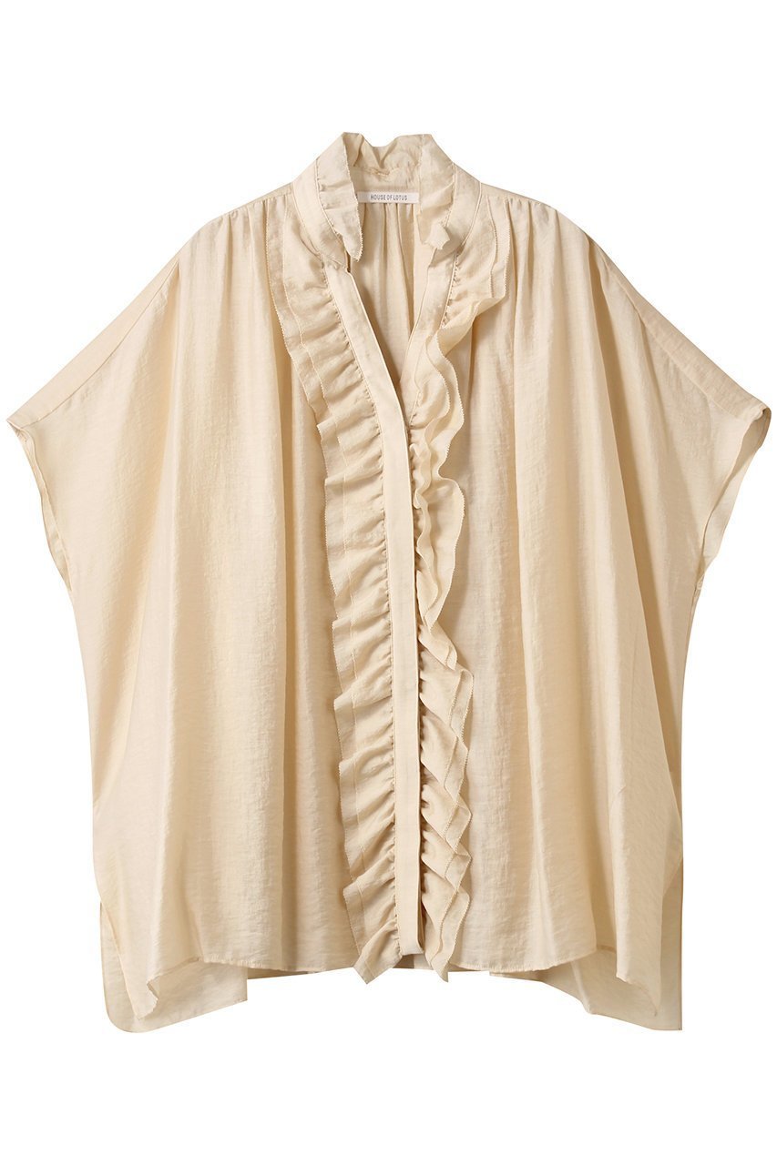 【ハウス オブ ロータス/HOUSE OF LOTUS】のシアーシルクブレンドフリルブラウス インテリア・キッズ・メンズ・レディースファッション・服の通販 founy(ファニー) 　ファッション　Fashion　レディースファッション　Fashion for Women　トップス・カットソー　Cut & Sew Tops　シャツ・ブラウス・オフィスカジュアル　Elegant Blouses & Button-Ups　エアリー　Airy Texture　ショート　Short, Short Length　シルク　Silk, 100% Silk　スリーブ　Sleeve, Long Sleeve / Short Sleeve　フリル　Frill, Ruffle　エレガント 上品　Elegant　夏　Summer　新作・新入荷　New Arrivals / New In　アイボリー|ID: prp329100004614073 ipo3291000000033035250