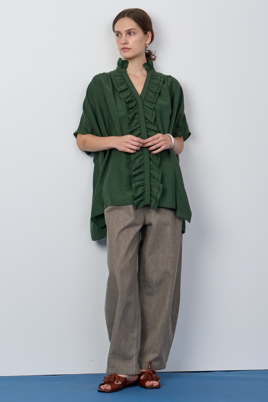 【ハウス オブ ロータス/HOUSE OF LOTUS】のシアーシルクブレンドフリルブラウス 人気、トレンドファッション・服の通販 founy(ファニー) 　ファッション　Fashion　レディースファッション　Fashion for Women　トップス・カットソー　Cut & Sew Tops　シャツ・ブラウス・オフィスカジュアル　Elegant Blouses & Button-Ups　エアリー　Airy Texture　ショート　Short, Short Length　シルク　Silk, 100% Silk　スリーブ　Sleeve, Long Sleeve / Short Sleeve　フリル　Frill, Ruffle　エレガント 上品　Elegant　夏　Summer　other-6|ID: prp329100004614073 ipo3291000000033061955