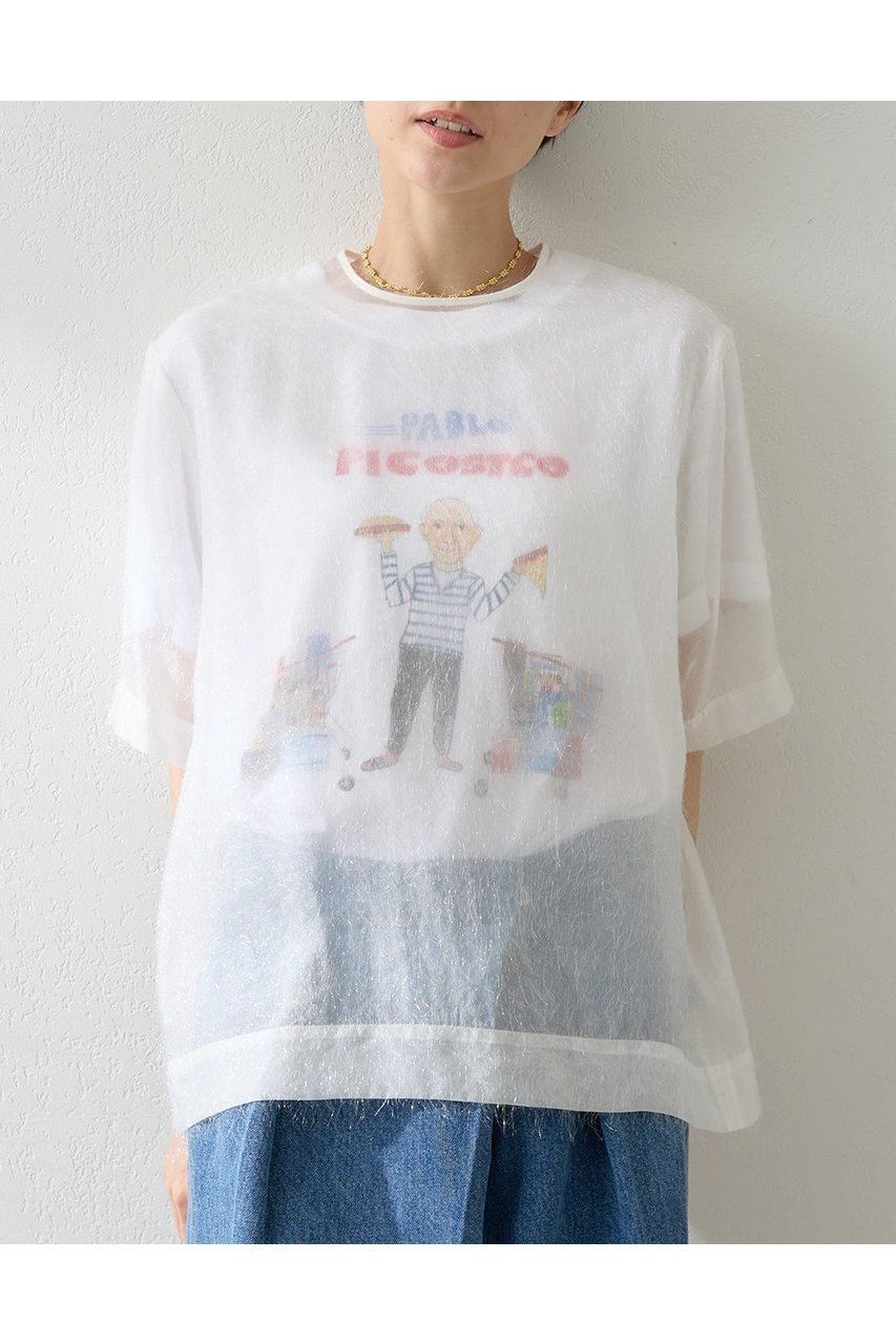 【ウィムガゼット/Whim Gazette】のシアーフェザーTEE インテリア・キッズ・メンズ・レディースファッション・服の通販 founy(ファニー) 　ファッション　Fashion　レディースファッション　Fashion for Women　トップス・カットソー　Cut & Sew Tops　シャツ・ブラウス・オフィスカジュアル　Elegant Blouses & Button-Ups　2025年　2025　2025-2026秋冬・A/W　Autumn/Winter 2025–26 AW25–26　インナー　Innerwear　シアー　Sheer, See-Through　ショート　Short, Short Length　ジャカード／ジャガード　Jacquard, Woven Pattern　スリーブ　Sleeve, Long Sleeve / Short Sleeve　タンク　Tank Top, Sleeveless Top　フェザー　Feather, Feather Detail　ベビー　Baby, Babywear　A/W・秋冬　Autumn/Winter　オフホワイト|ID: prp329100004614075 ipo3291000000033035264