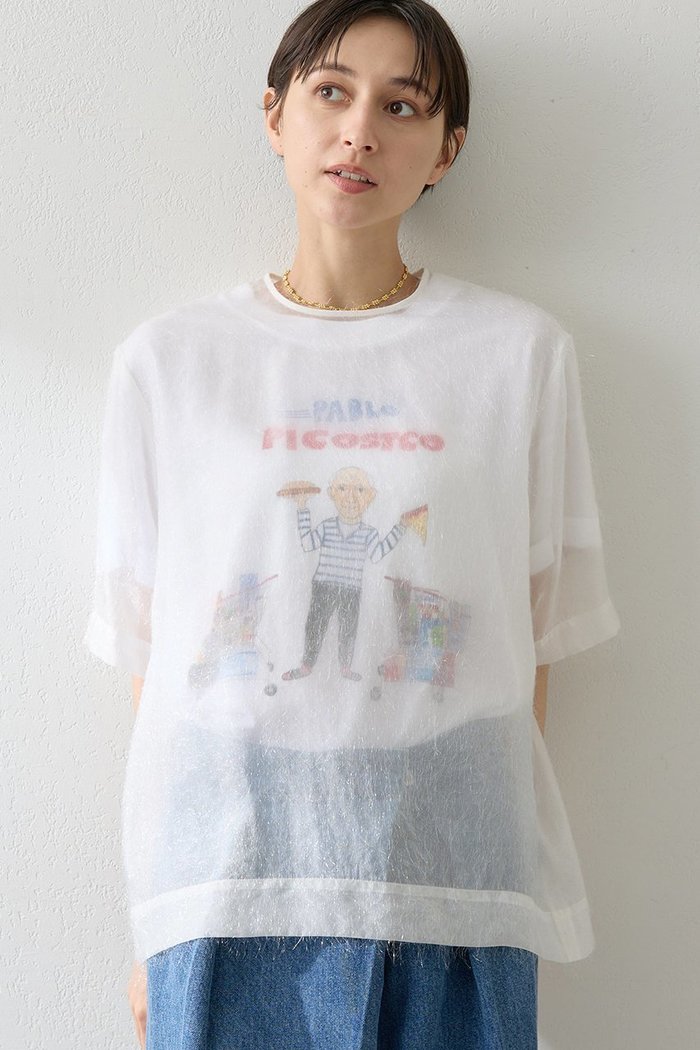 【ウィムガゼット/Whim Gazette】のシアーフェザーTEE インテリア・キッズ・メンズ・レディースファッション・服の通販 founy(ファニー) https://founy.com/ ファッション Fashion レディースファッション Fashion for Women トップス・カットソー Cut & Sew Tops シャツ・ブラウス・オフィスカジュアル Elegant Blouses & Button-Ups インナー Innerwear シアー Sheer, See-Through ショート Short, Short Length ジャカード／ジャガード Jacquard, Woven Pattern スリーブ Sleeve, Long Sleeve / Short Sleeve タンク Tank Top, Sleeveless Top フェザー Feather, Feather Detail ベビー Baby, Babywear |ID: prp329100004614075 ipo3291000000036072089