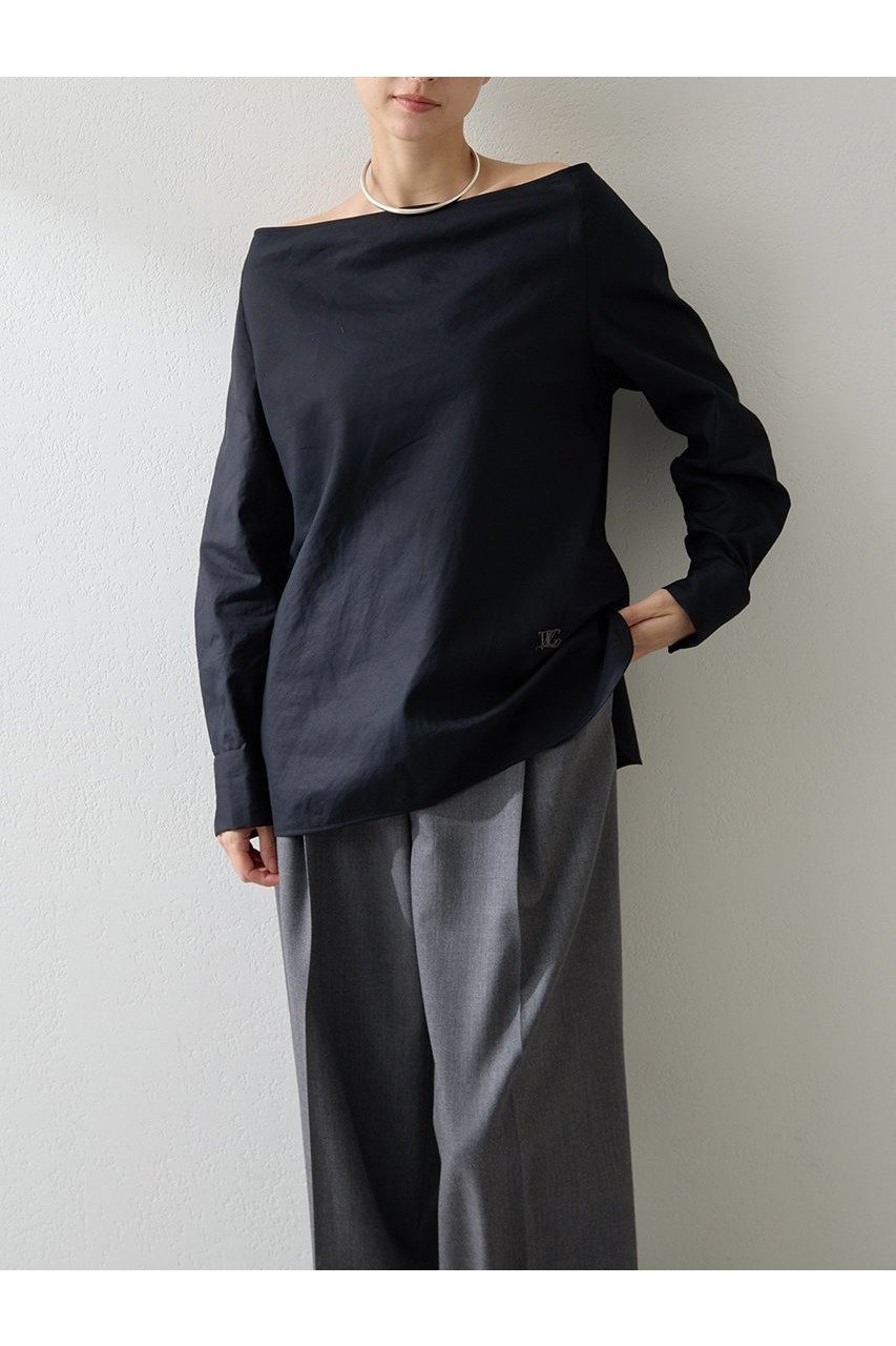 【ウィムガゼット/Whim Gazette】のブロードオフショルダーブラウス インテリア・キッズ・メンズ・レディースファッション・服の通販 founy(ファニー) 　ファッション　Fashion　レディースファッション　Fashion for Women　トップス・カットソー　Cut & Sew Tops　シャツ・ブラウス・オフィスカジュアル　Elegant Blouses & Button-Ups　カフス　Cuff Design　スリーブ　Sleeve, Long Sleeve / Short Sleeve　ドレープ　Drape, Draping Fabric　フロント　Front, Front Design　ブロード　Broadcloth, Fine Cotton　ロング　Long, Long-Length　ワンポイント　One Point, Statement Accent　A/W・秋冬　Autumn/Winter　2025年　2025　2025-2026秋冬・A/W　Autumn/Winter 2025–26 AW25–26　ブラック|ID: prp329100004614076 ipo3291000000033035273
