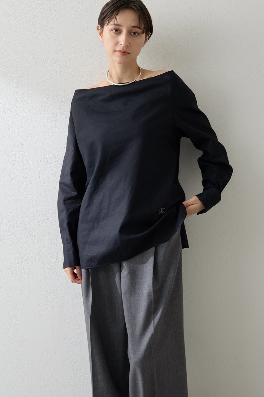 【ウィムガゼット/Whim Gazette】のブロードオフショルダーブラウス インテリア・キッズ・メンズ・レディースファッション・服の通販 founy(ファニー) ファッション Fashion レディースファッション Fashion for Women トップス・カットソー Cut & Sew Tops シャツ・ブラウス・オフィスカジュアル Elegant Blouses & Button-Ups カフス Cuff Design スリーブ Sleeve, Long Sleeve / Short Sleeve ドレープ Drape, Draping Fabric フロント Front, Front Design ブロード Broadcloth, Fine Cotton ロング Long, Long-Length ワンポイント One Point, Statement Accent ブラック|ID: prp329100004614076 ipo3291000000035740992
