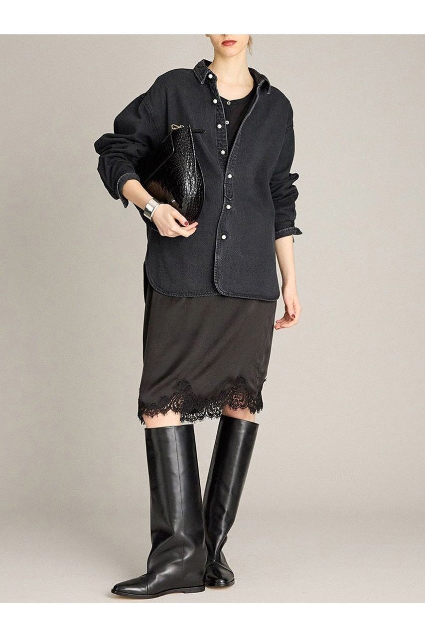 【ブリル/BRILL】のデニムパールシャツ 人気、トレンドファッション・服の通販 founy(ファニー) 　ファッション　Fashion　レディースファッション　Fashion for Women　トップス・カットソー　Cut & Sew Tops　シャツ・ブラウス・オフィスカジュアル　Elegant Blouses & Button-Ups　ストレート　Straight, Straight Cut　スリーブ　Sleeve, Long Sleeve / Short Sleeve　デニム　Denim, Jeans Material　パール　Pearl, Pearl Accent　ロング　Long, Long-Length　新作・新入荷　New Arrivals / New In　羽織　Haori, Light Jacket　other-6|ID: prp329100004614077 ipo3291000000033035288