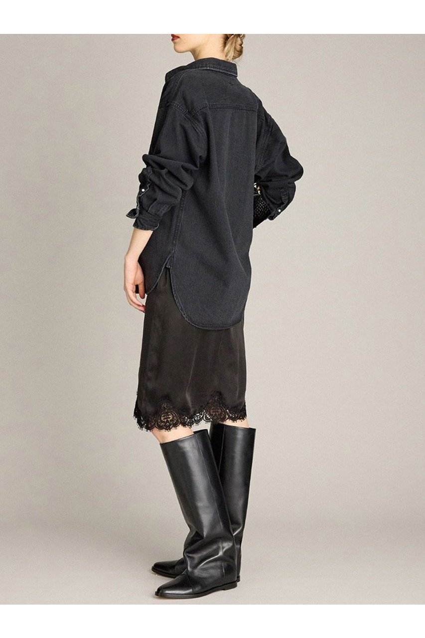 【ブリル/BRILL】のデニムパールシャツ 人気、トレンドファッション・服の通販 founy(ファニー) 　ファッション　Fashion　レディースファッション　Fashion for Women　トップス・カットソー　Cut & Sew Tops　シャツ・ブラウス・オフィスカジュアル　Elegant Blouses & Button-Ups　ストレート　Straight, Straight Cut　スリーブ　Sleeve, Long Sleeve / Short Sleeve　デニム　Denim, Jeans Material　パール　Pearl, Pearl Accent　ロング　Long, Long-Length　新作・新入荷　New Arrivals / New In　羽織　Haori, Light Jacket　other-7|ID: prp329100004614077 ipo3291000000033035289