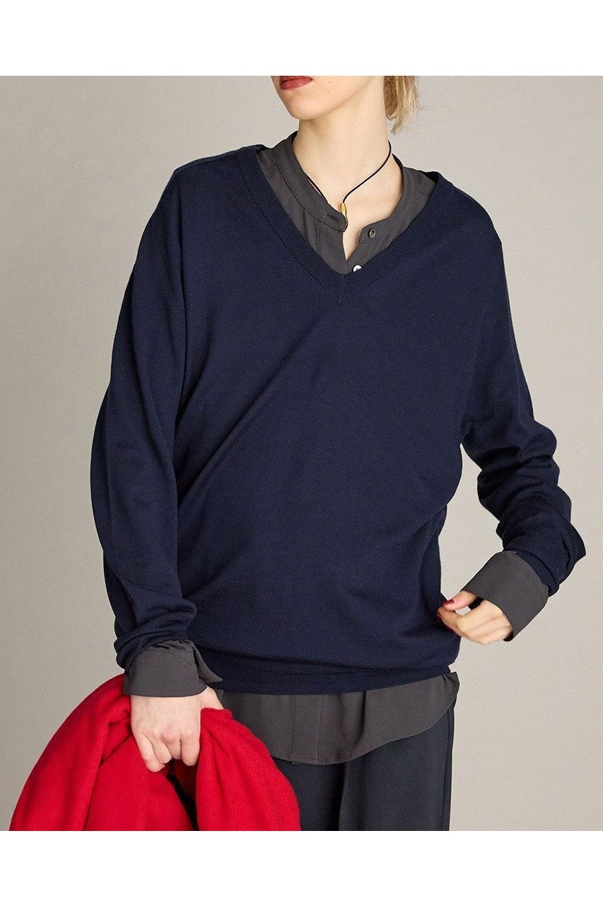 【ブリル/BRILL】のEMPIRE Vネックプルオーバー インテリア・キッズ・メンズ・レディースファッション・服の通販 founy(ファニー) 　ファッション　Fashion　レディースファッション　Fashion for Women　トップス・カットソー　Cut & Sew Tops　ニット　Knit Tops & Sweaters　カジュアルプルオーバー・ニットトップス　Pullovers & Knit Tops / Casual Pullovers　Vネックトップス　V-Neck Tops / V-Cut Neckline Shirts　カットソー　Cut and Sewn Top　新作・新入荷　New Arrivals / New In　ネイビー|ID: prp329100004614095 ipo3291000000033035434