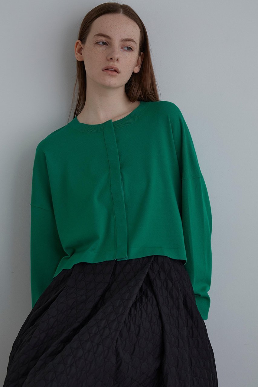 【ル フィル/LE PHIL】の《LE PHIL》クロップドカーディガン インテリア・キッズ・メンズ・レディースファッション・服の通販 founy(ファニー) 　ファッション　Fashion　レディースファッション　Fashion for Women　トップス・カットソー　Cut & Sew Tops　ニット　Knit Tops & Sweaters　カーディガン・羽織り　Layered Style Cardigans　カジュアルプルオーバー・ニットトップス　Pullovers & Knit Tops / Casual Pullovers　カーディガン　Cardigan, Knitwear　ショート　Short, Short Length　シンプル　Simple, Minimal　バランス　Balance, Style Balance　ボトム　Bottoms, Lower Wear　新作・新入荷　New Arrivals / New In　軽量　Lightweight, Ultra Light　グリーン|ID: prp329100004614100 ipo3291000000033035486