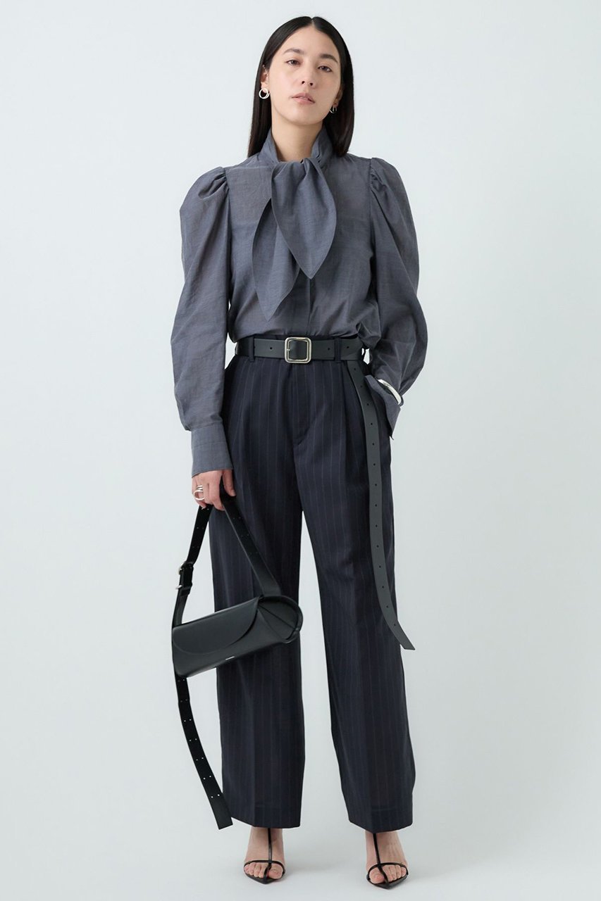 【カオス/Chaos】のパティスストライプパンツ インテリア・キッズ・メンズ・レディースファッション・服の通販 founy(ファニー) 　ファッション　Fashion　レディースファッション　Fashion for Women　パンツ　Pants & Trousers　なめらか　Smooth, Silky Texture　シアー　Sheer, See-Through　ストライプ　Stripe, Striped Pattern　センター　Center, Center Line　秋　Autumn　ネイビー|ID: prp329100004614104 ipo3291000000035741203