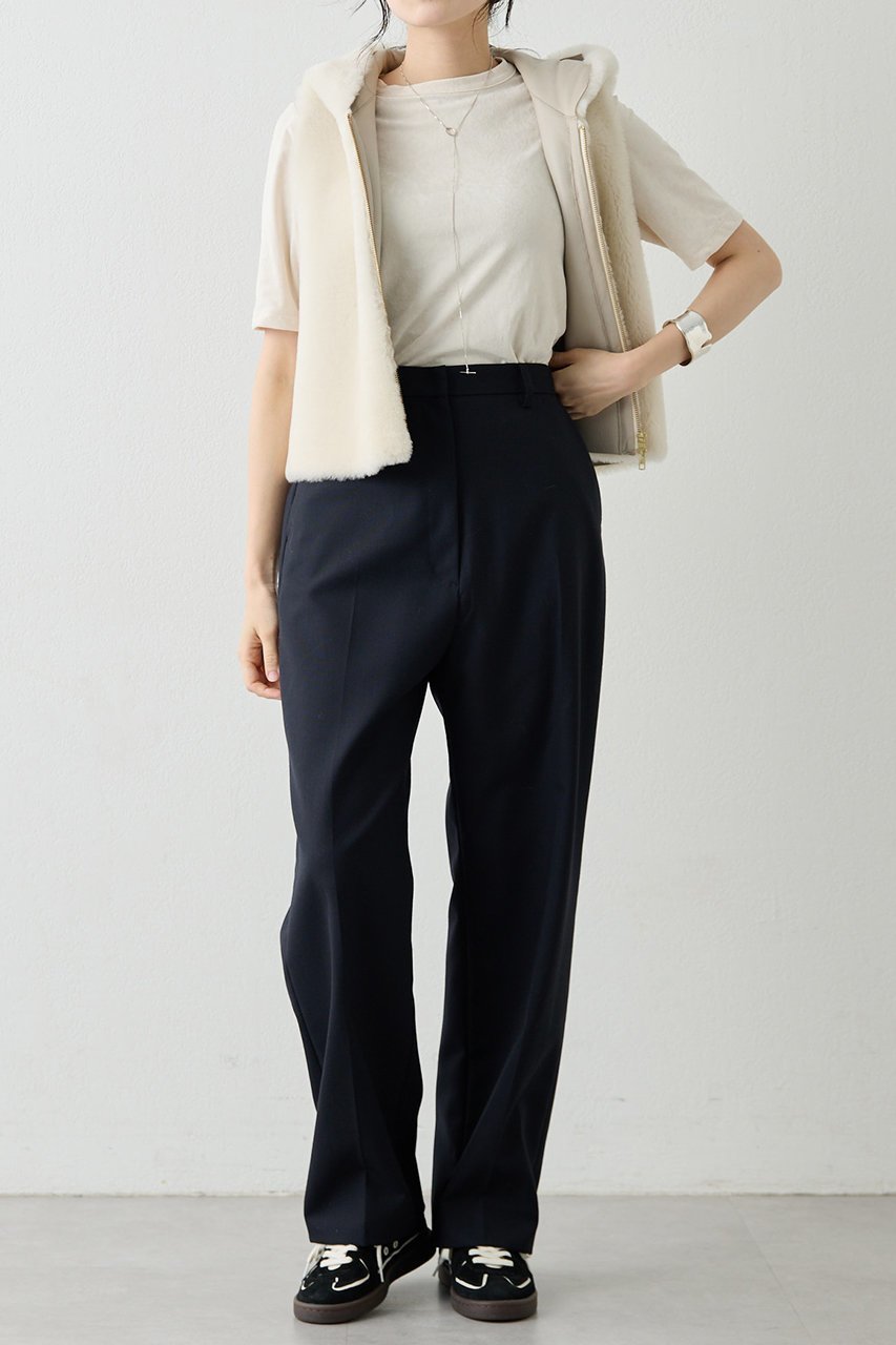 【ウィムガゼット/Whim Gazette】の平織りセンタープレスパンツ インテリア・キッズ・メンズ・レディースファッション・服の通販 founy(ファニー) 　ファッション　Fashion　レディースファッション　Fashion for Women　パンツ　Pants & Trousers　オックス　Oxford Fabric　シンプル　Simple, Minimal　ジャケット　Jacket, Outerwear　スニーカー　Sneakers, Trainers　センター　Center, Center Line　ワイド　Wide, Wide Fit　エレガント 上品　Elegant　ネイビー|ID: prp329100004614116 ipo3291000000035741262